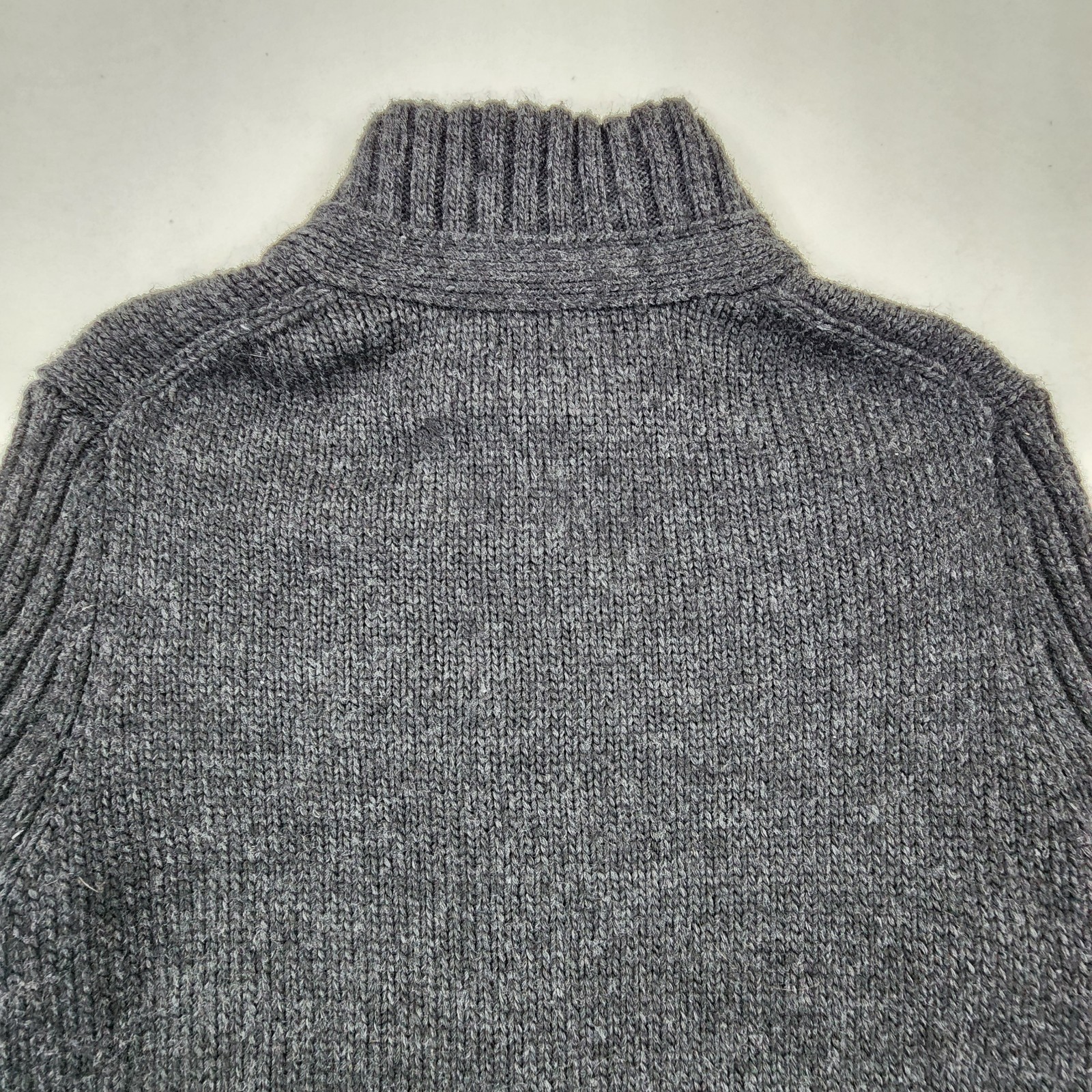 Banana Republic Mens Grey Wool Blend Full Zip Shawl Collar Fisherman Cardigan M