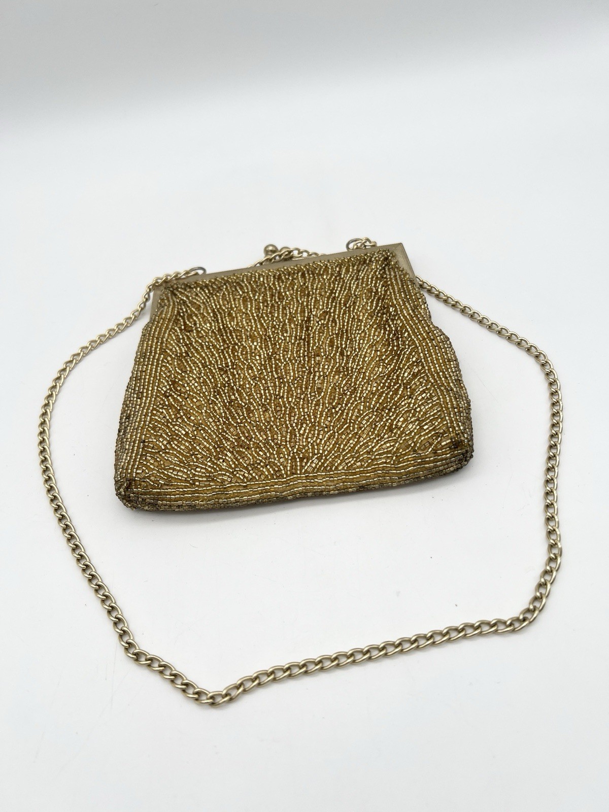 Vintage Walborg Gold Beaded Evening Purse Hong Kong Cocktail Handbag