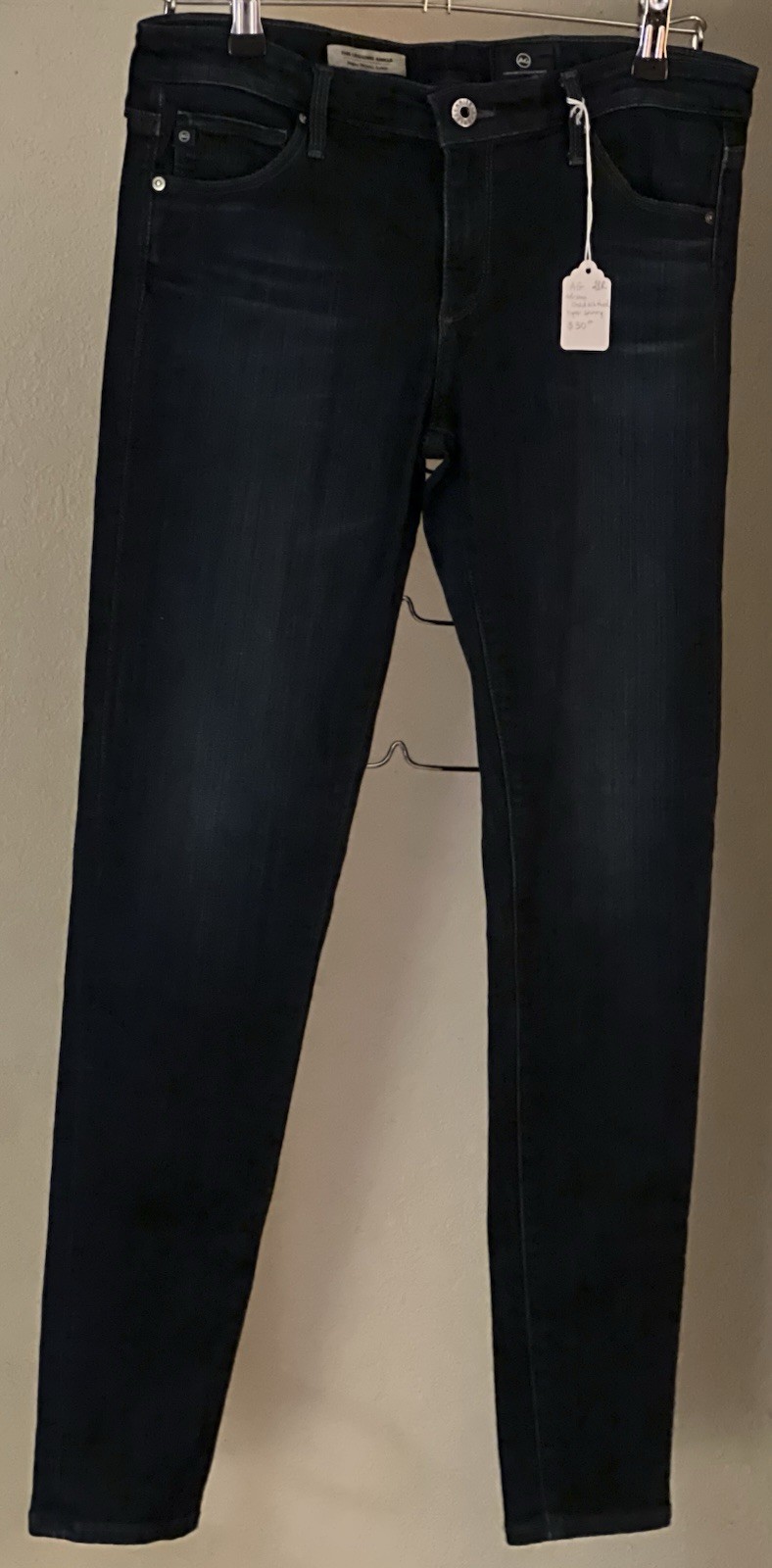 AG Women’s Dark Wash Mid Rise Skinny Slim Stretch Jeans