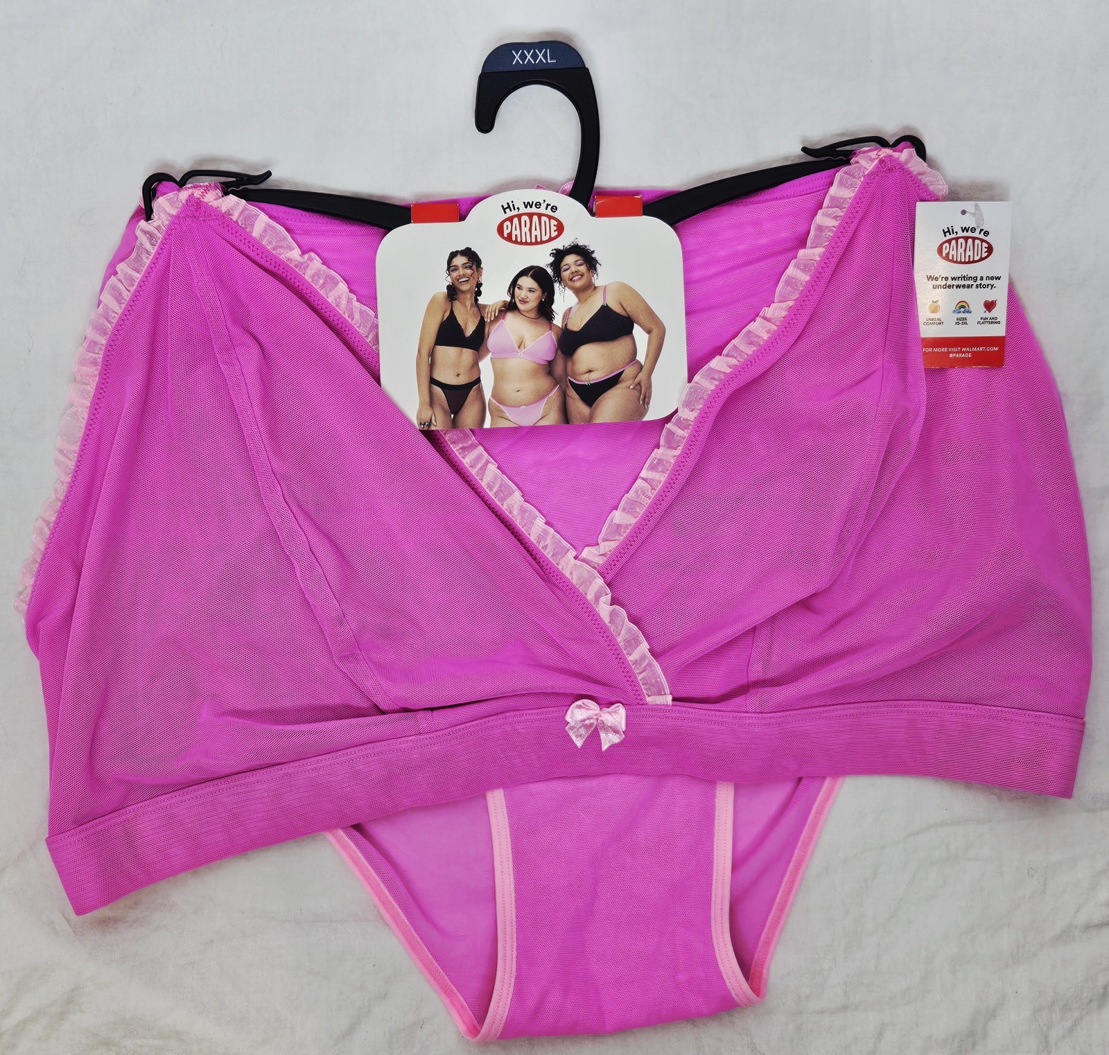Parade Mesh Micro Bra Set Bra & Panties / Bikini Pink Choose XS Large XL or 3XL