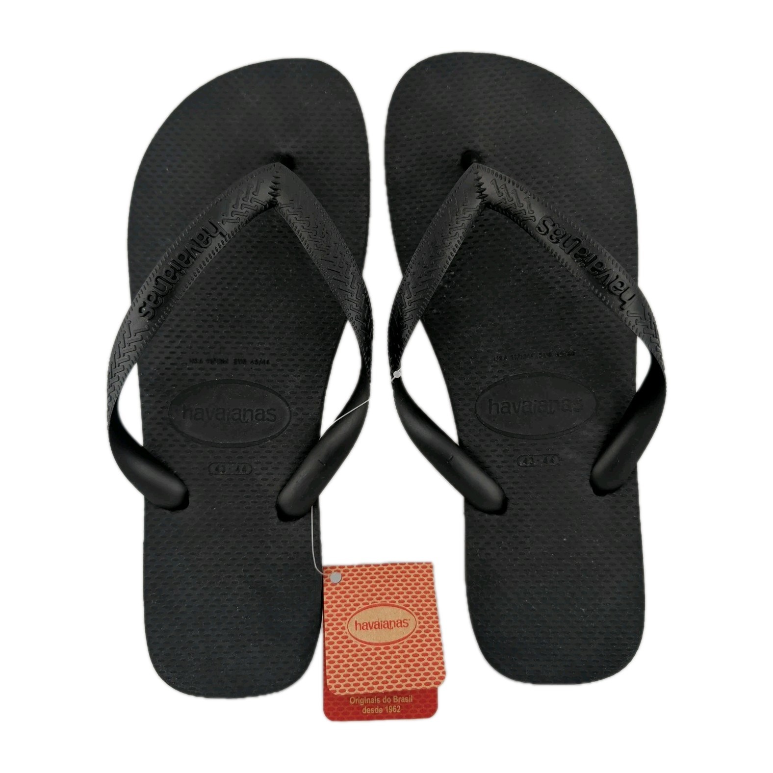 HAVAIANAS Flip Flop Sandal Black 11/12M EUR 45/46 Unisex Brazil 43-44