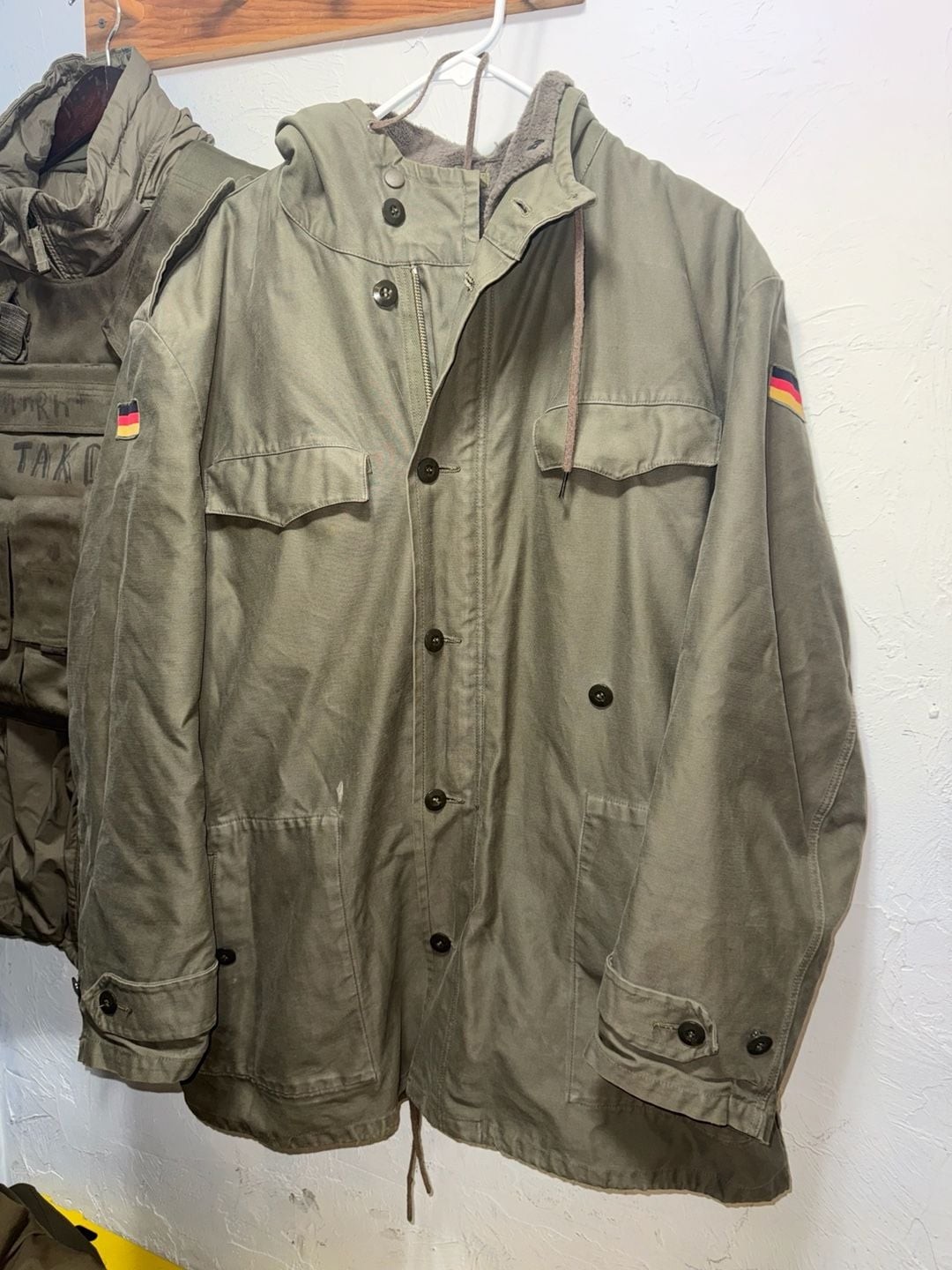Vintage German Army Olive Drab Parka with Removable Faux Fur Lining