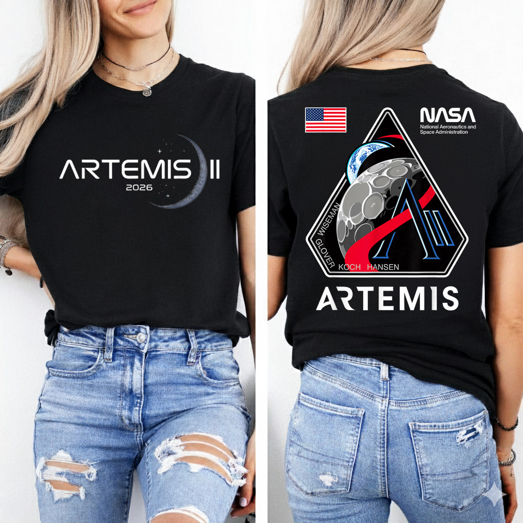 Artemis II Launch to The Moon Space Mission 2026 Front and Back T-Shirt