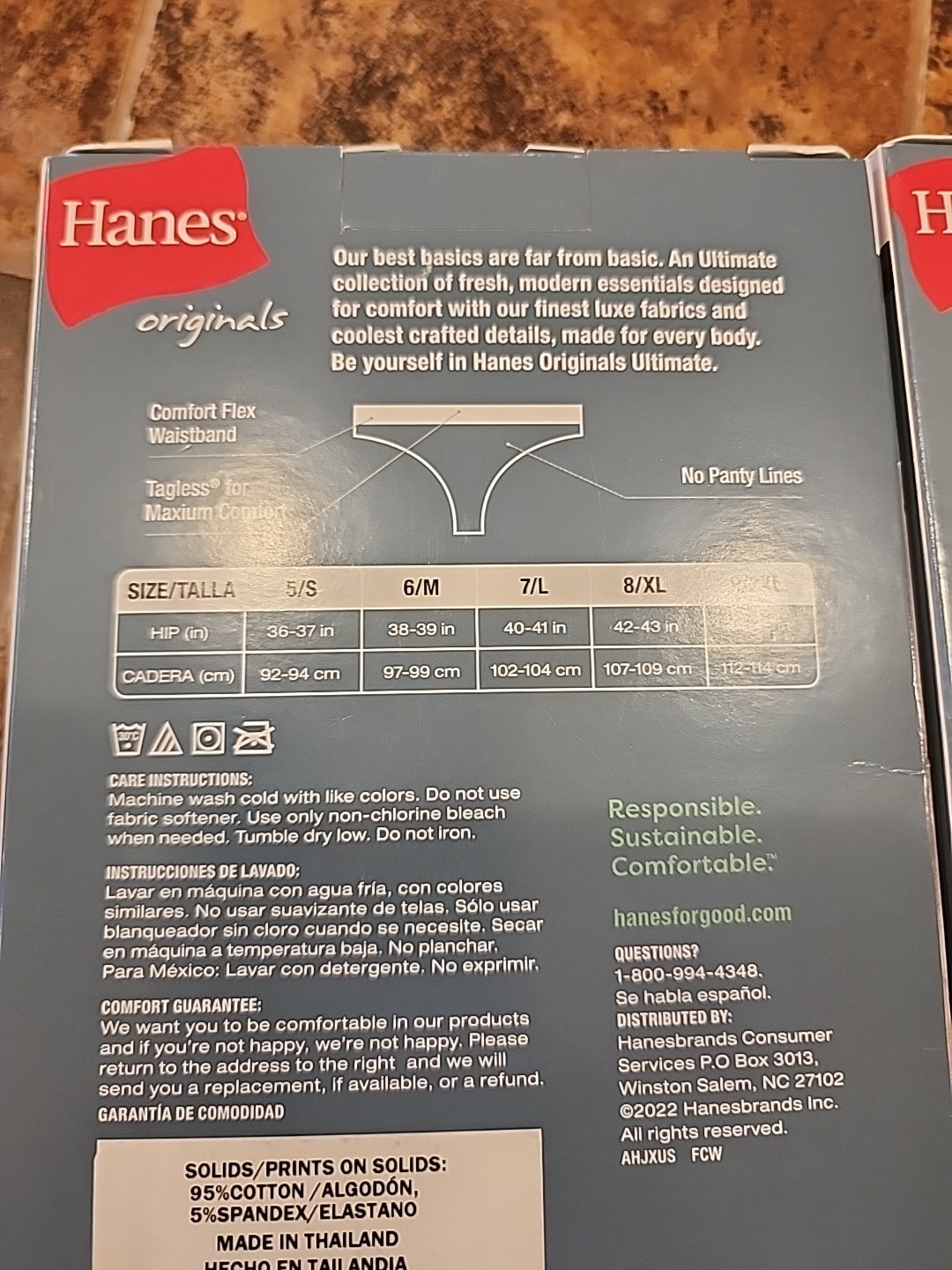 Hanes Ultimates Women’s Cotton Stretch Thong Panties New 7/L Blue white 2 3packs