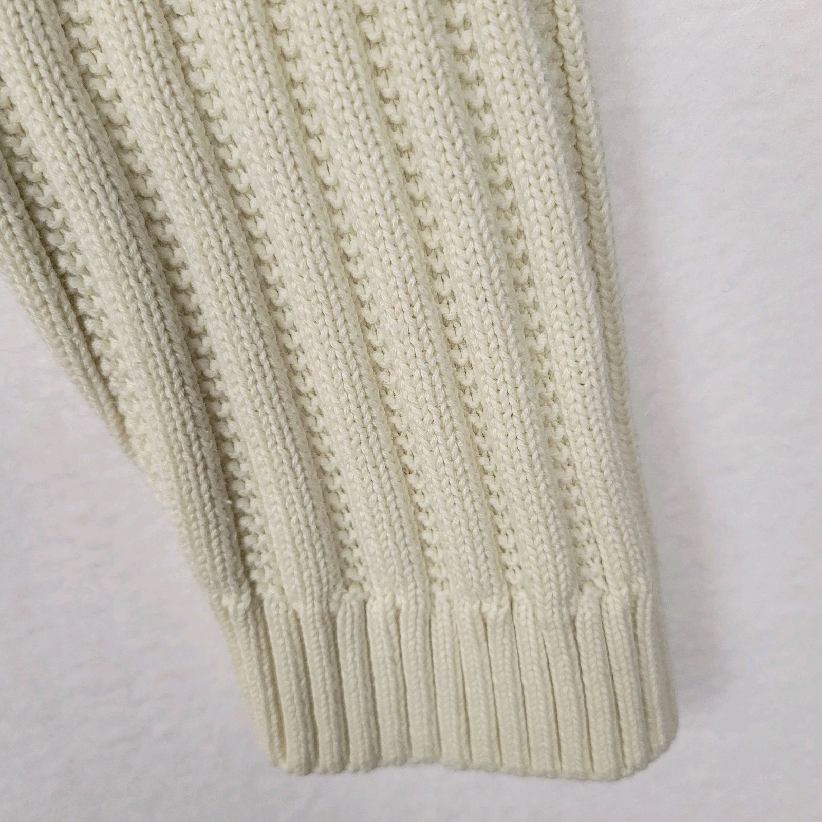 Lavane New York Ribbed Knit Sweater XL Cream Shawl Collar Minimalist Cozy