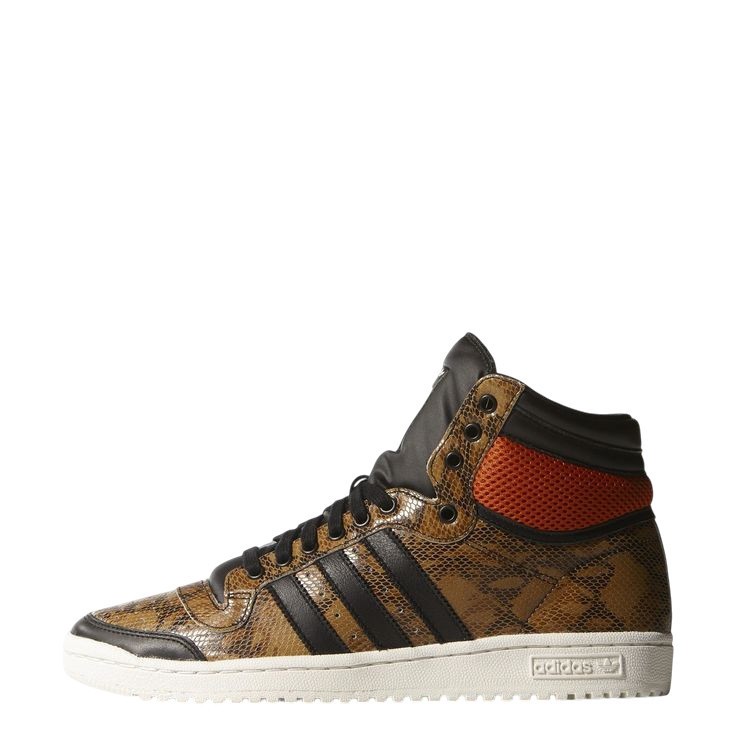 Men’s Adidas Originals Black Brown Snakeskin Top Ten Hi Sneakers 8.5 M25602 New