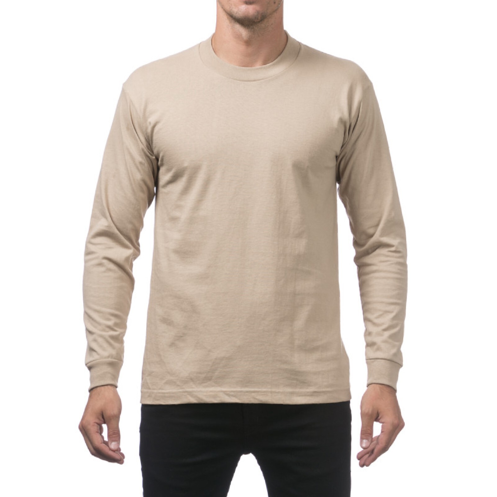 3 PACK PROCLUB MENS HEAVYWEIGHT LONG SLEEVE T SHIRTS PRO CLUB CASUAL COTTON TEE