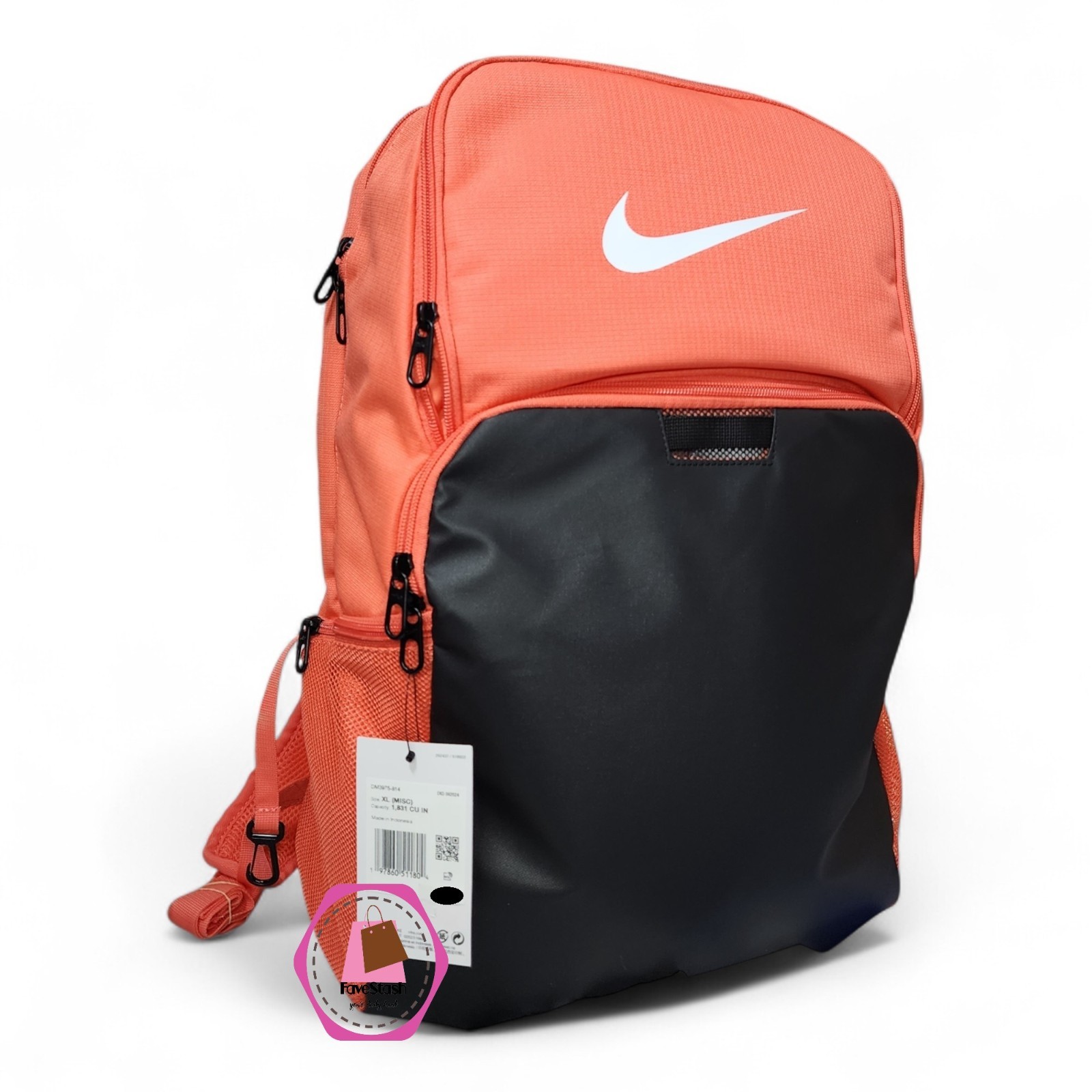 Nike Brasilia Training Backpack Black Orange XL 30L School Travel Bag DM3975-814