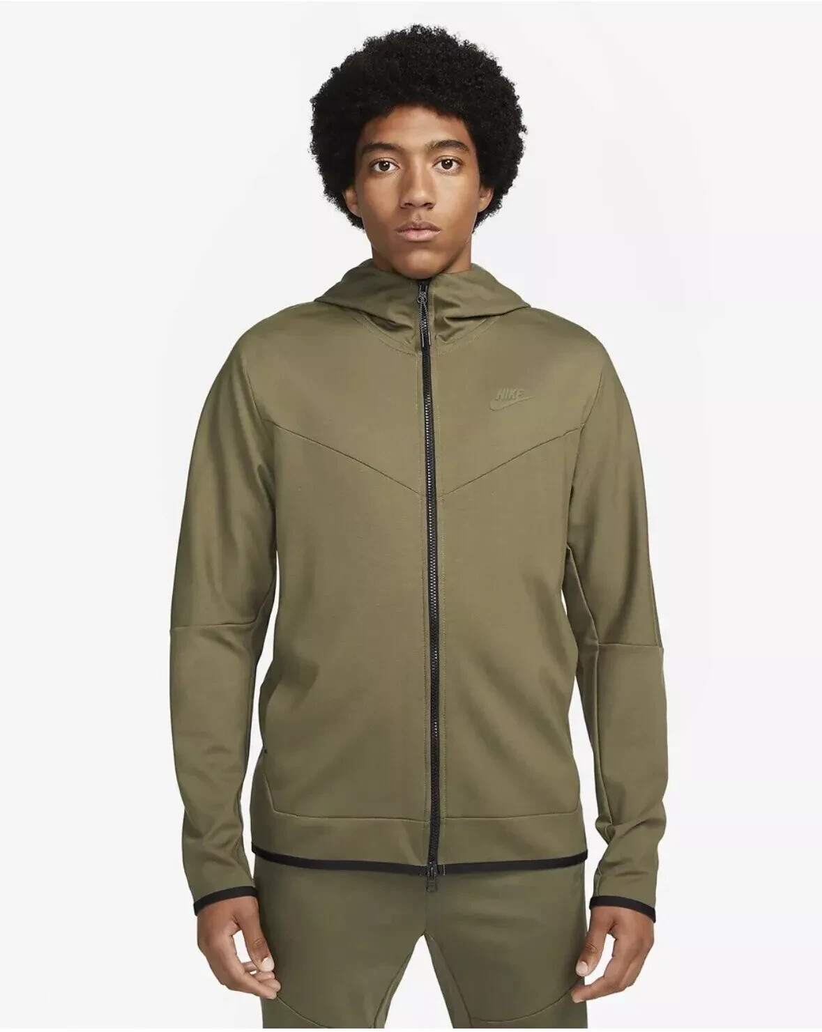 Nike Sportswear Tech Fleece Lightweight Olive Green Hoodie Men’s M DX0822-222