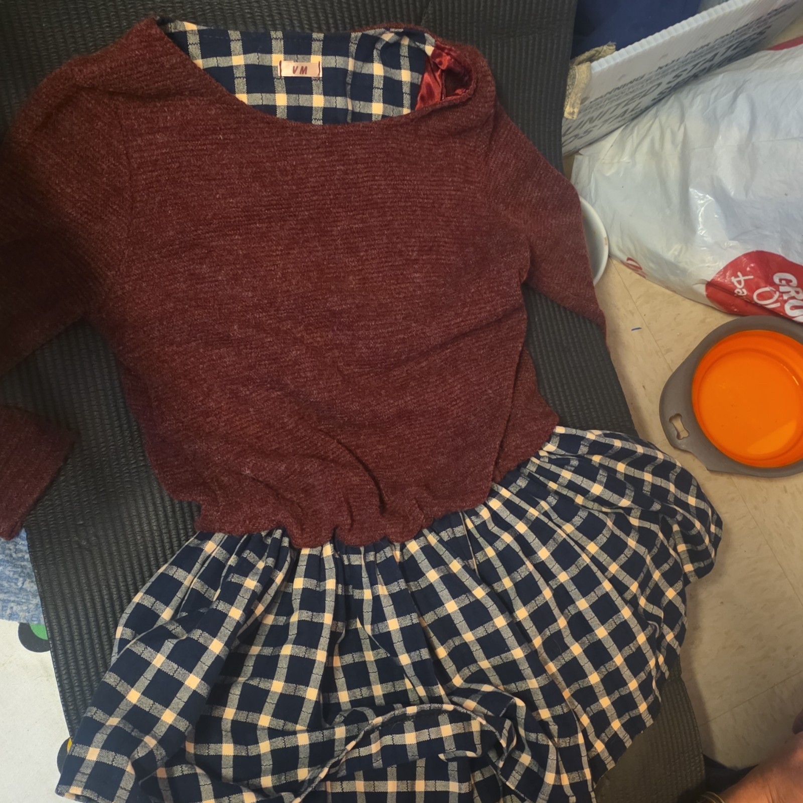 VM Women’s M Burgundy and Blue Plaid Schoolgirl’s/Cross-dresser Dress