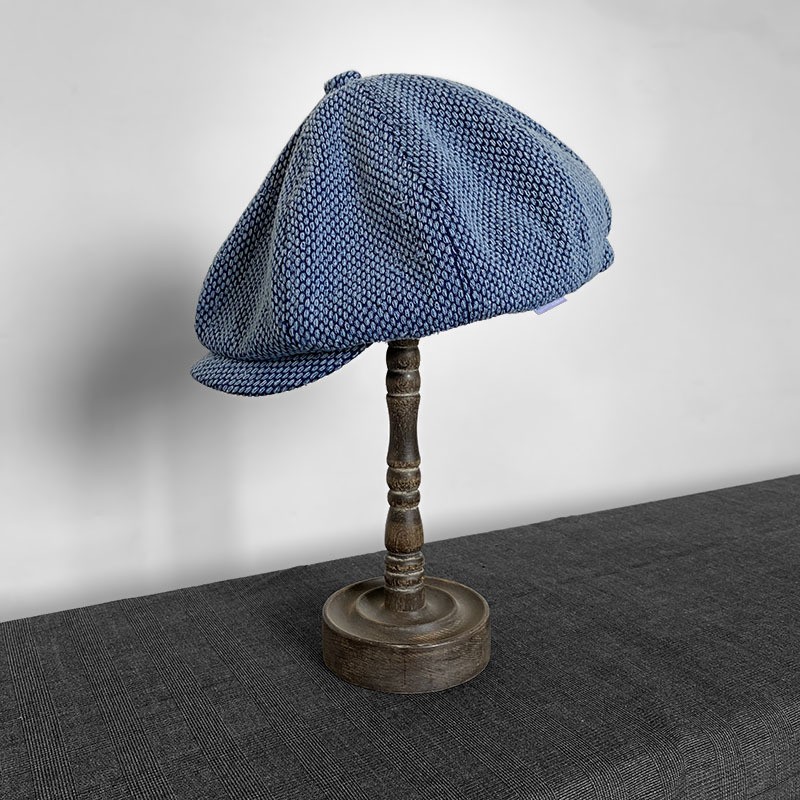 Denim blue octagonal breathable beret Japanese retro women fashion