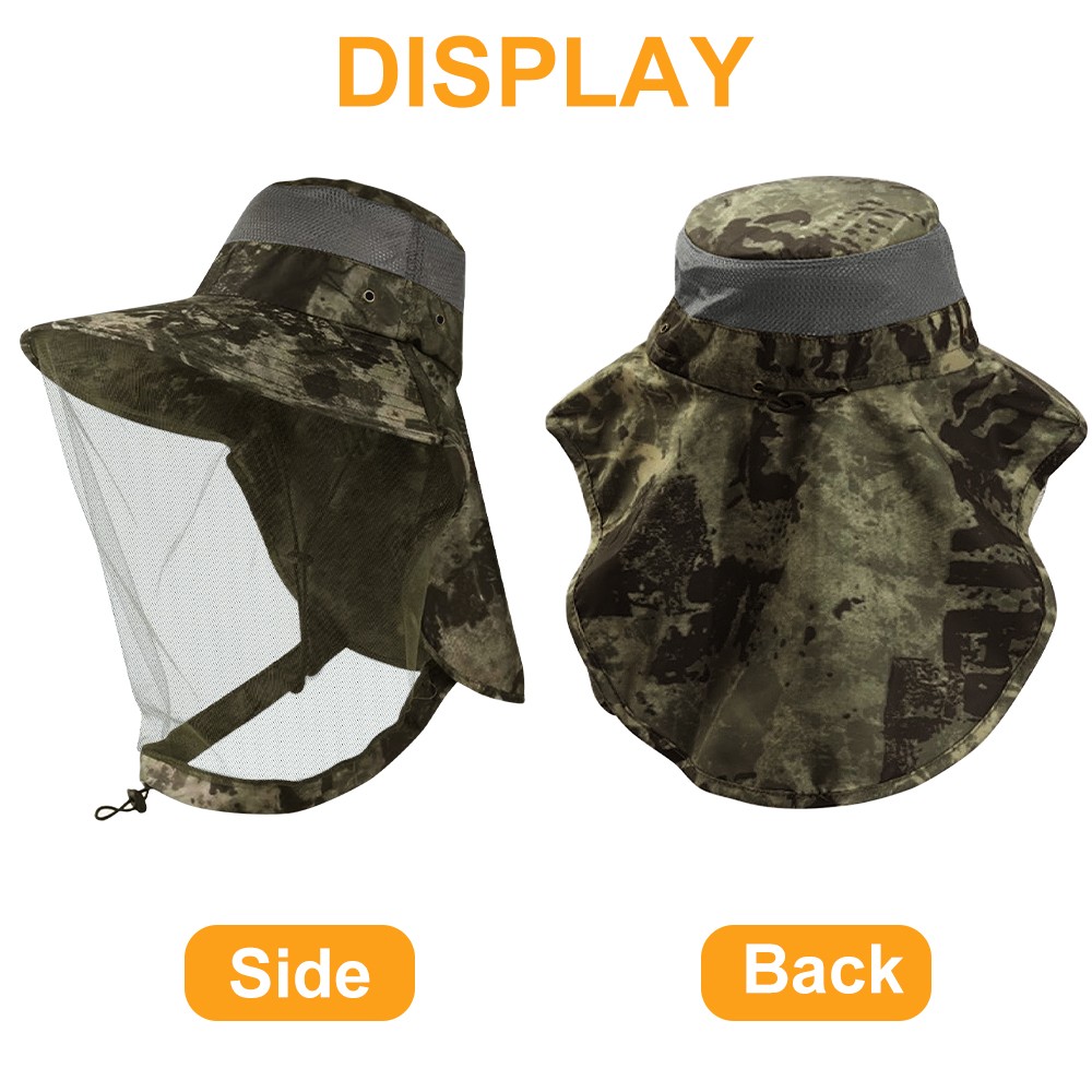 Anti-Mosquito Bug Insect Head Net Hat Sun Cap with Neck Flap for Fishing Hiking