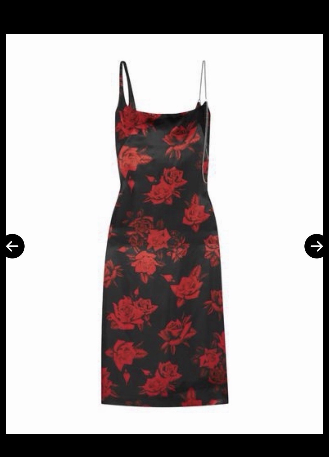 Commission Black Midi Cocktail Dress w/ Red Roses and Chain Strap Detail Size 2