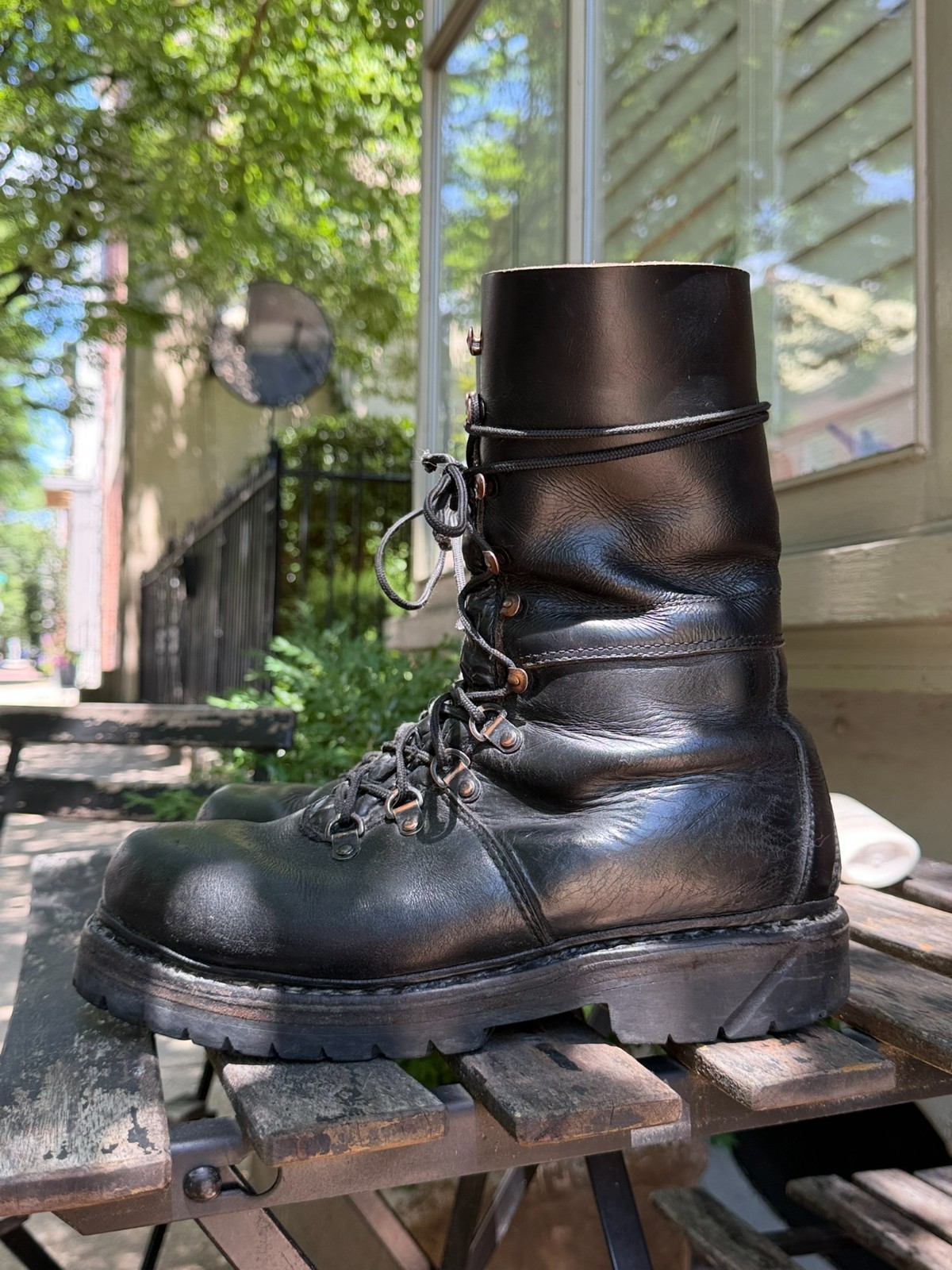 Austrian Mountain Combat Boot (Heavy Duty, Hiking) Steinkogler 43 Black Leather