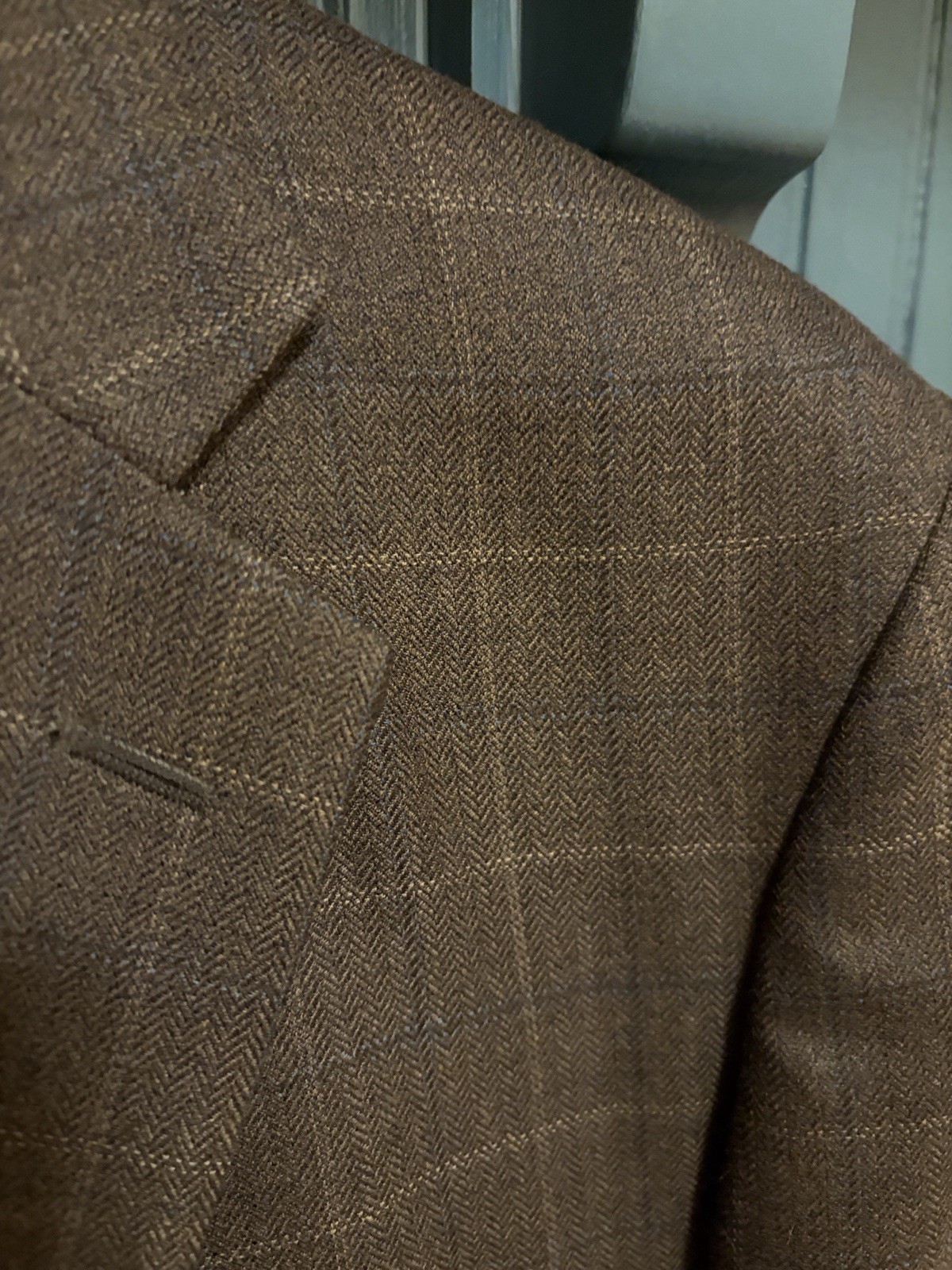 Joseph & Feiss Men’s Brown window pane 100% Wool Blazer Single-Breasted 44R