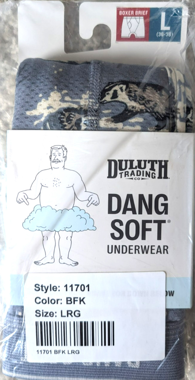 Duluth Trading Dang Soft Boxer Brief Sz L (36-38) Blue w/ Badgers