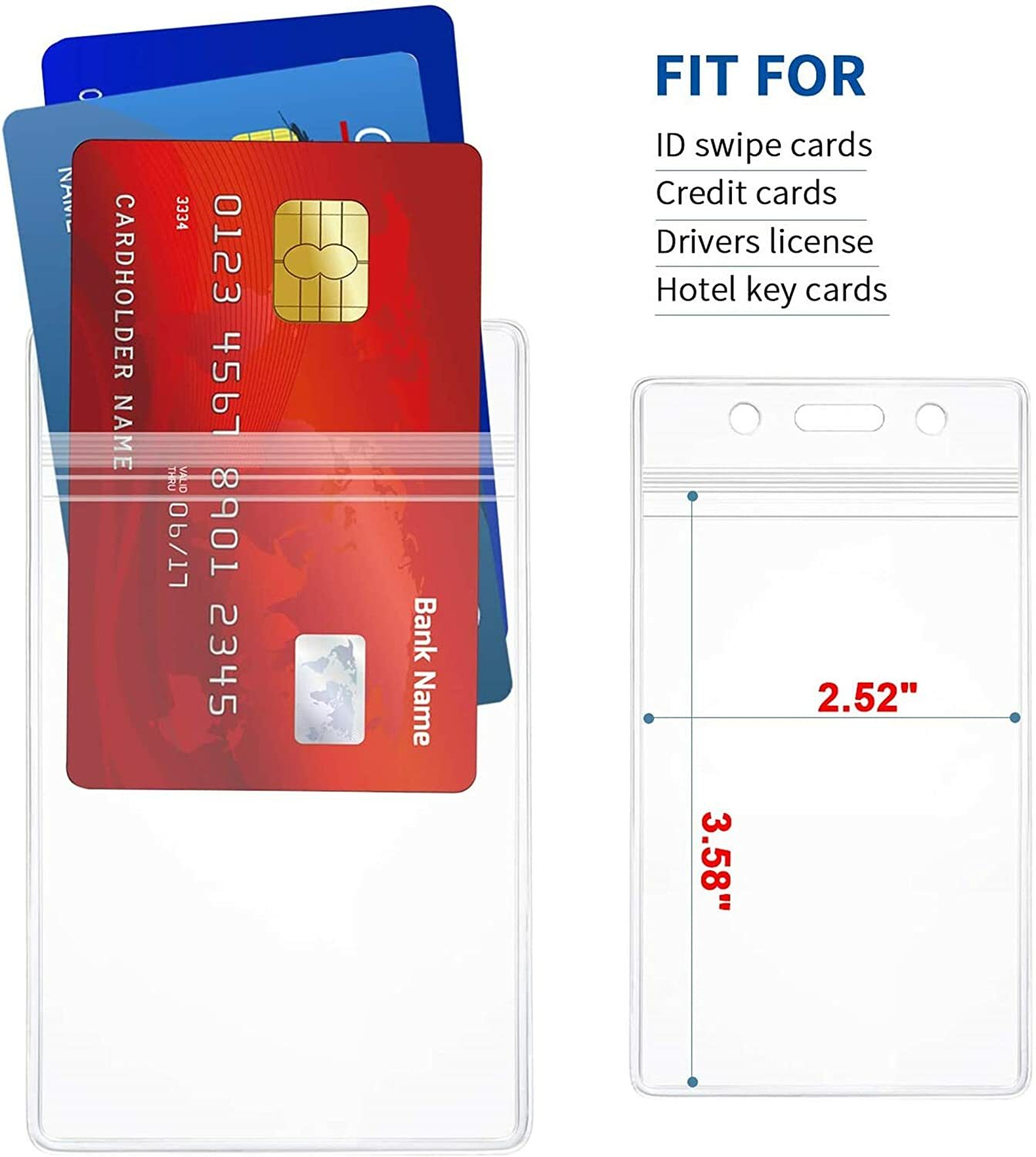 Card badge Holder WATERPROOF vertical ID Credit Clear Business Travel Disneyland