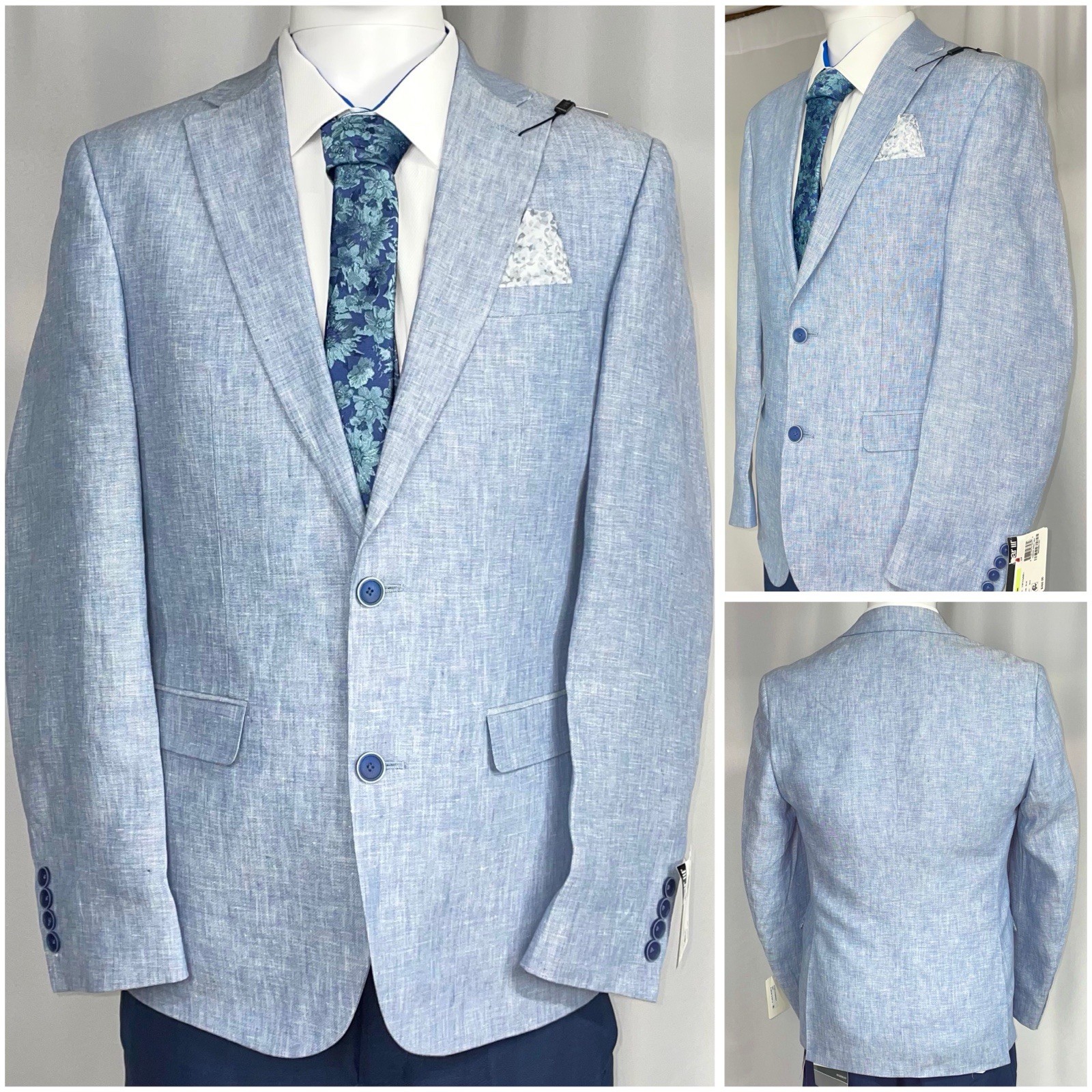 Bar Ill Mens Slim fit Suit Jacket Blazer 38R Light Sky Blue Linen New NWT