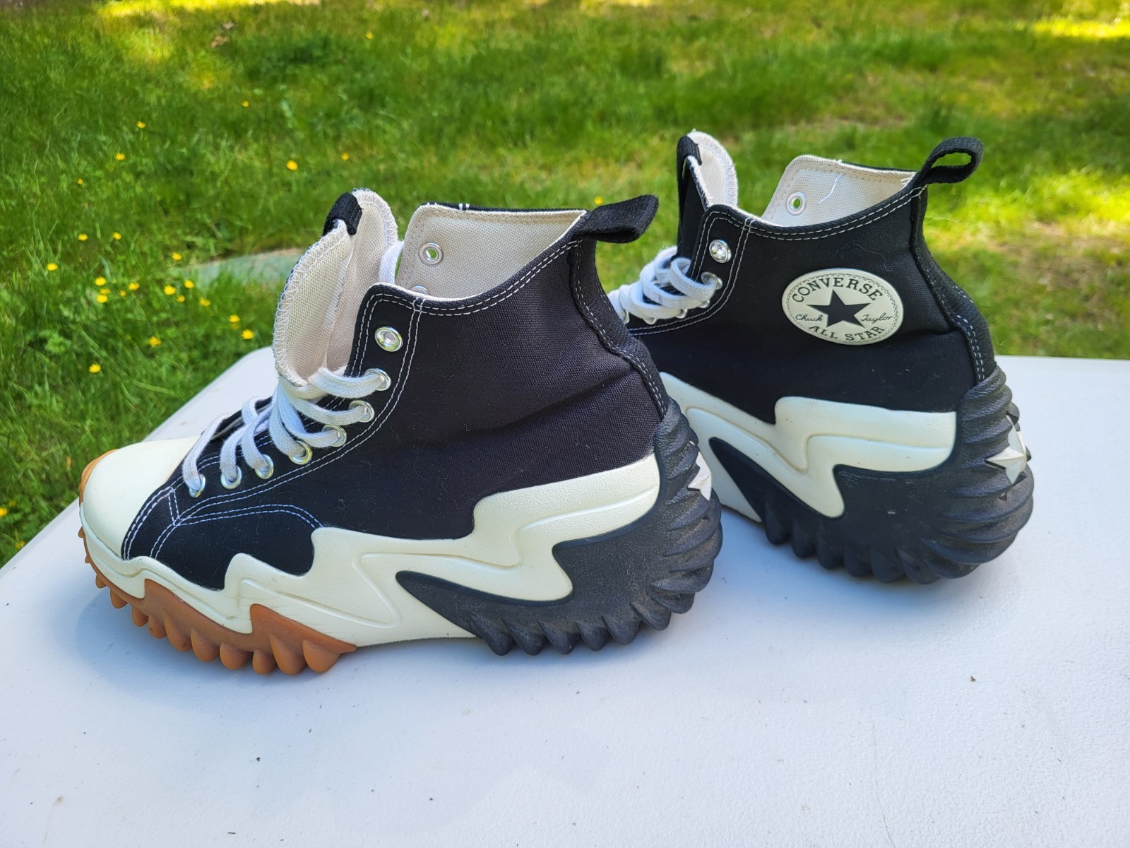 Converse Run Star Motion High Top Sneakers Black/White Gum Honey Canvas 171545C
