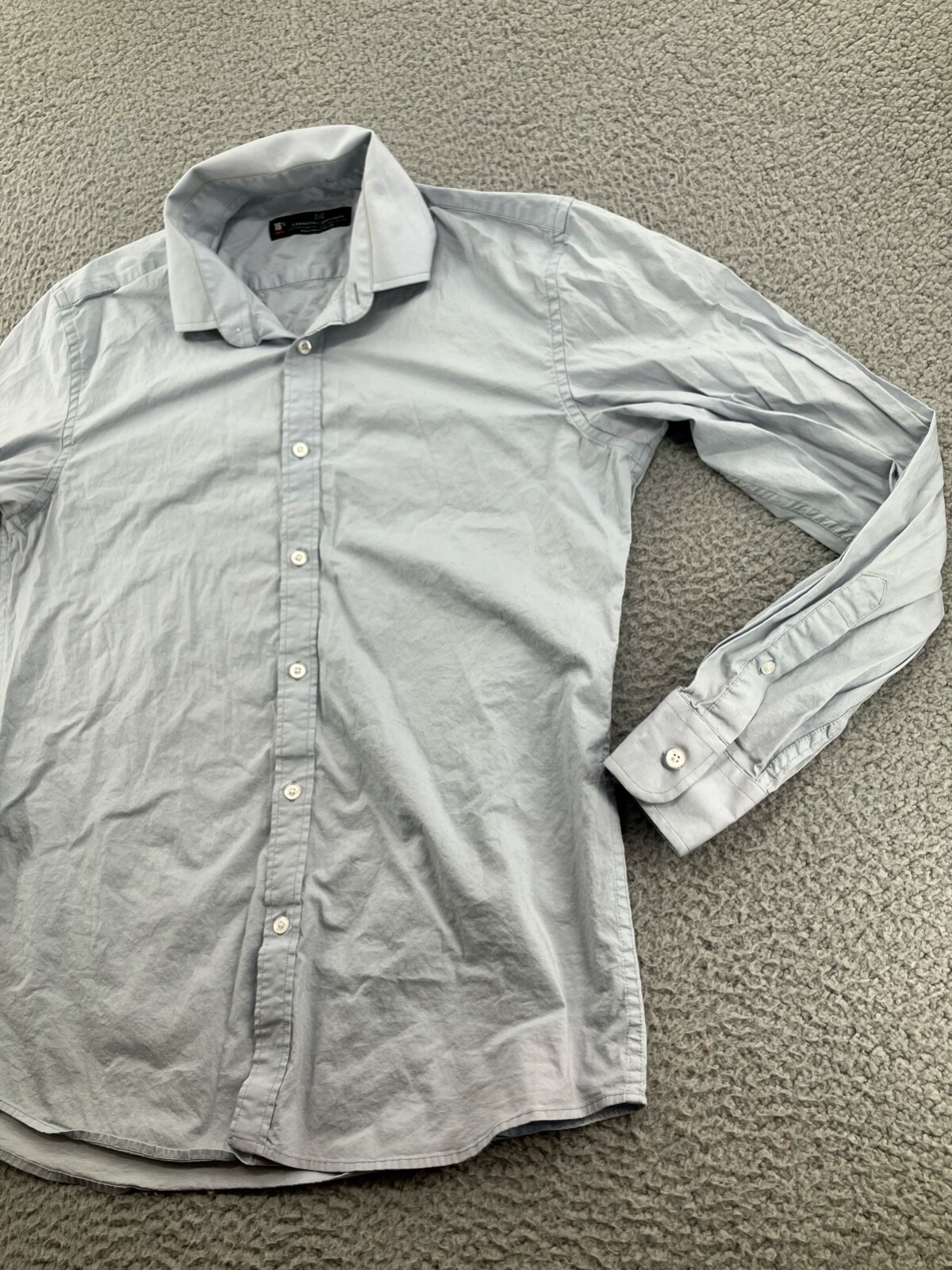Combatant Gentlemen Shirt Mens 16.5 Gray Slim Fit Button Up Long Sleeve Adult