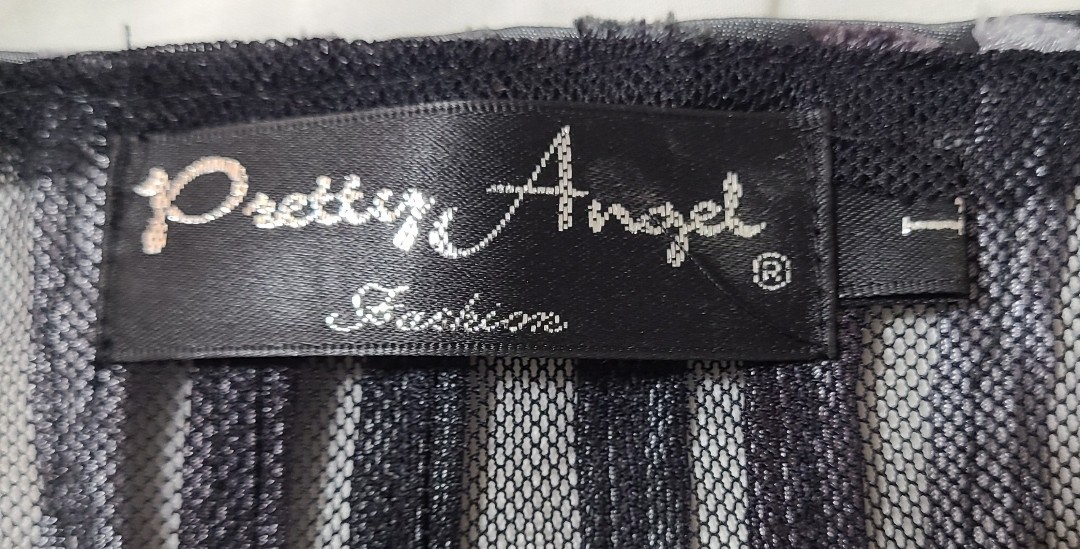Pretty Angel L Sheer Mesh Jacket Abstract Geometric Ribbon Cardi Wearable Art