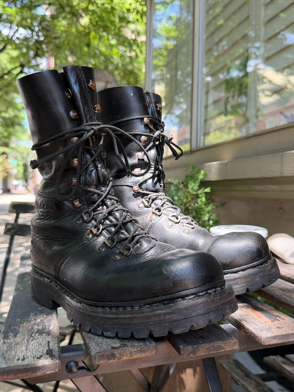 Austrian Mountain Combat Boot (Heavy Duty, Hiking) Steinkogler 43 Black Leather