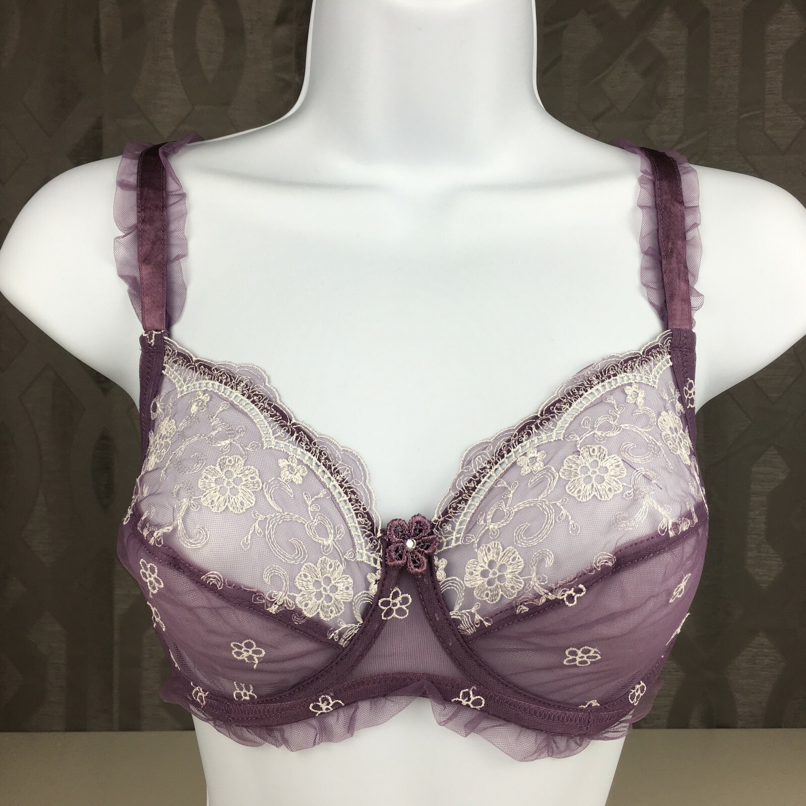 ALEGRO Sheer with Lace Underwire Sexy Lingerie Bra – Violet 9003 – 30-40 NWT
