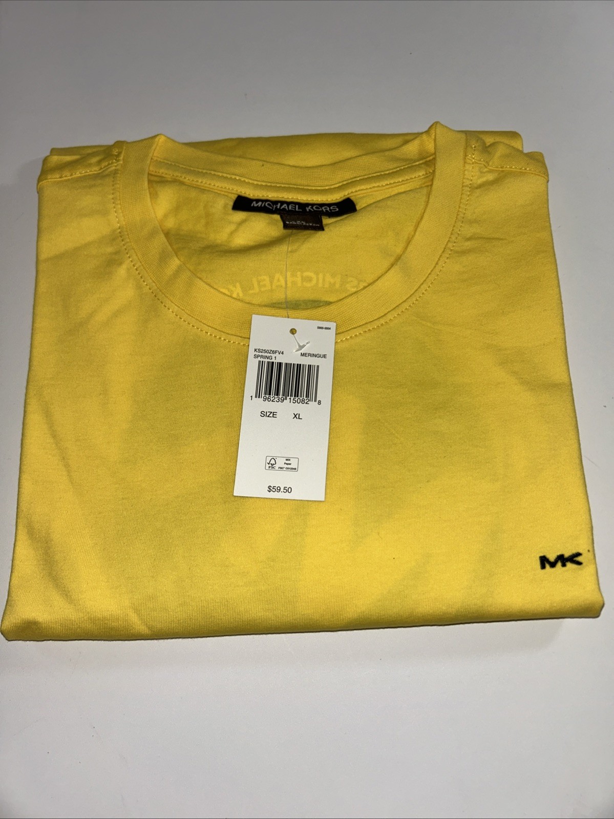 Michael Kors Meringue Yellow Black Logo Shirt – Size XL – NEW!