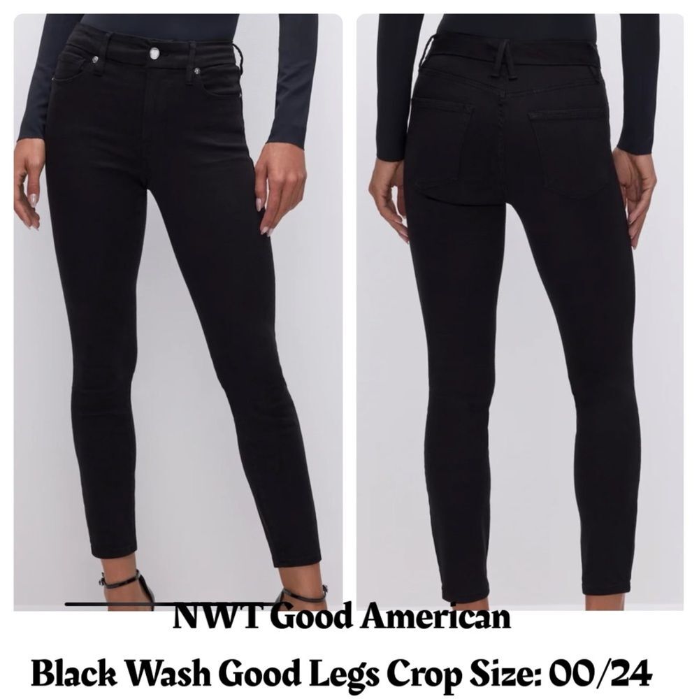 NWT Good American Black Wash Good Legs Crop Size: 00/24