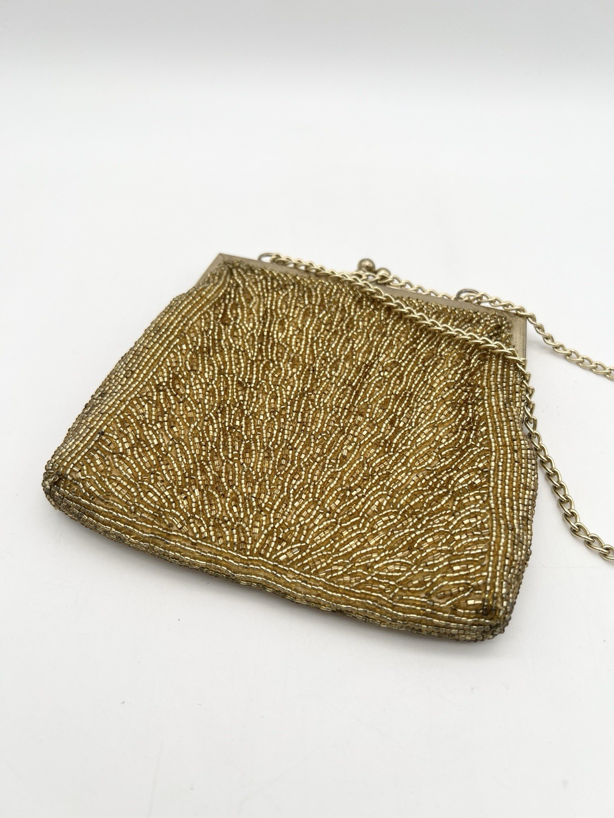 Vintage Walborg Gold Beaded Evening Purse Hong Kong Cocktail Handbag