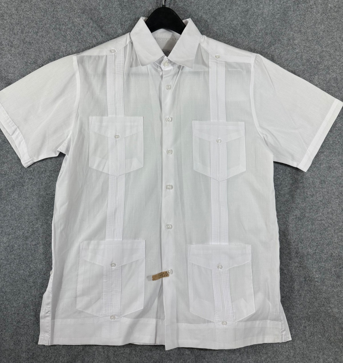 Mojito Guayabera Mexican Wedding Shirt Mens S White Cuban Short Sleeve 4-Pockets