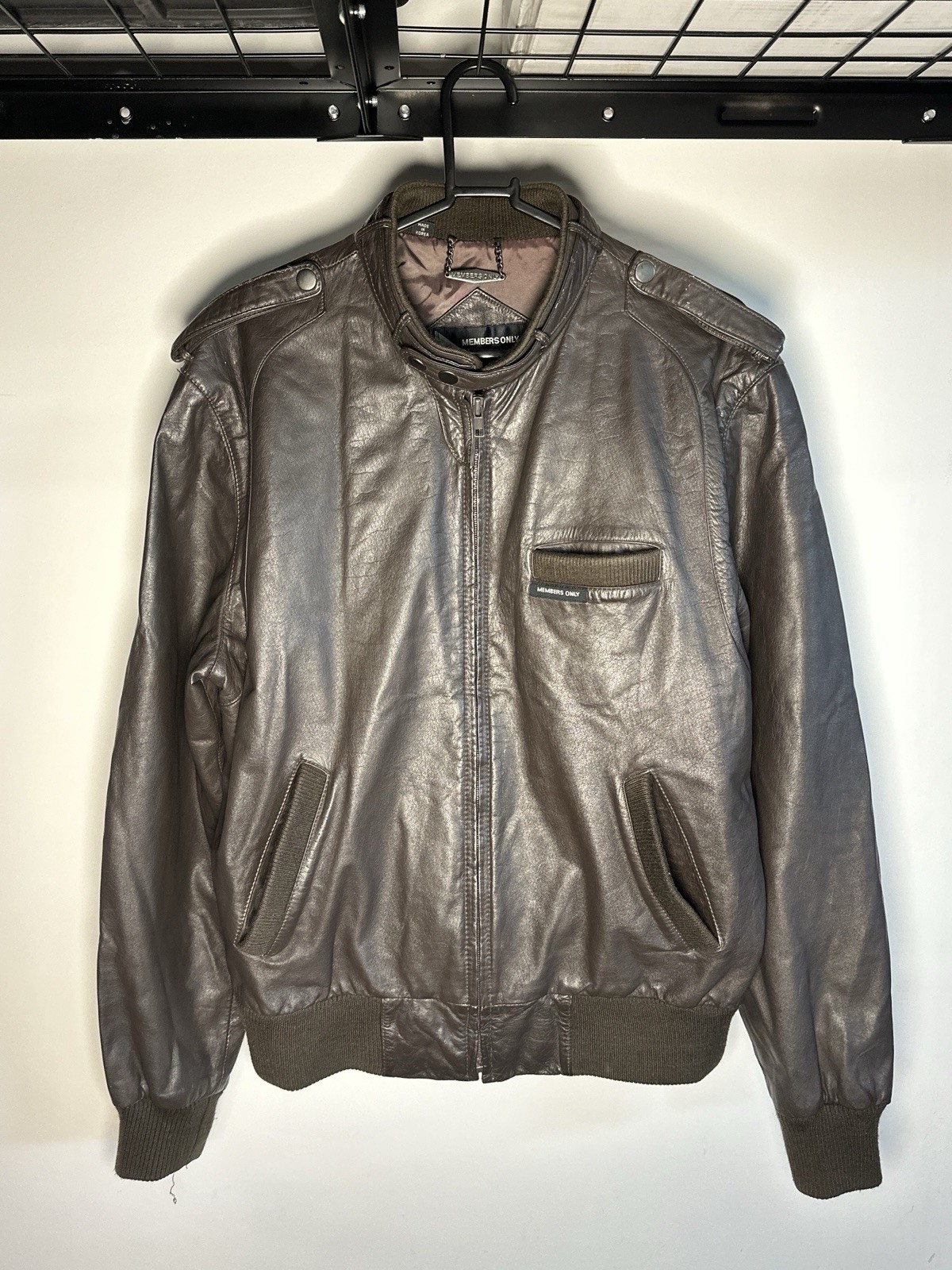 VTG 80’s Members Only Brown Leather Bomber Jacket men’s Size 42