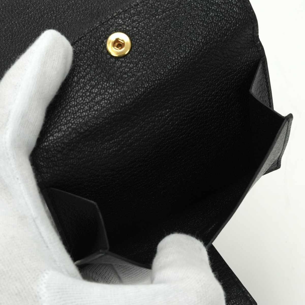 HERMES Bearn Mini Wallet Noir Black Chevre Miosor Gold HW Card Coin Case