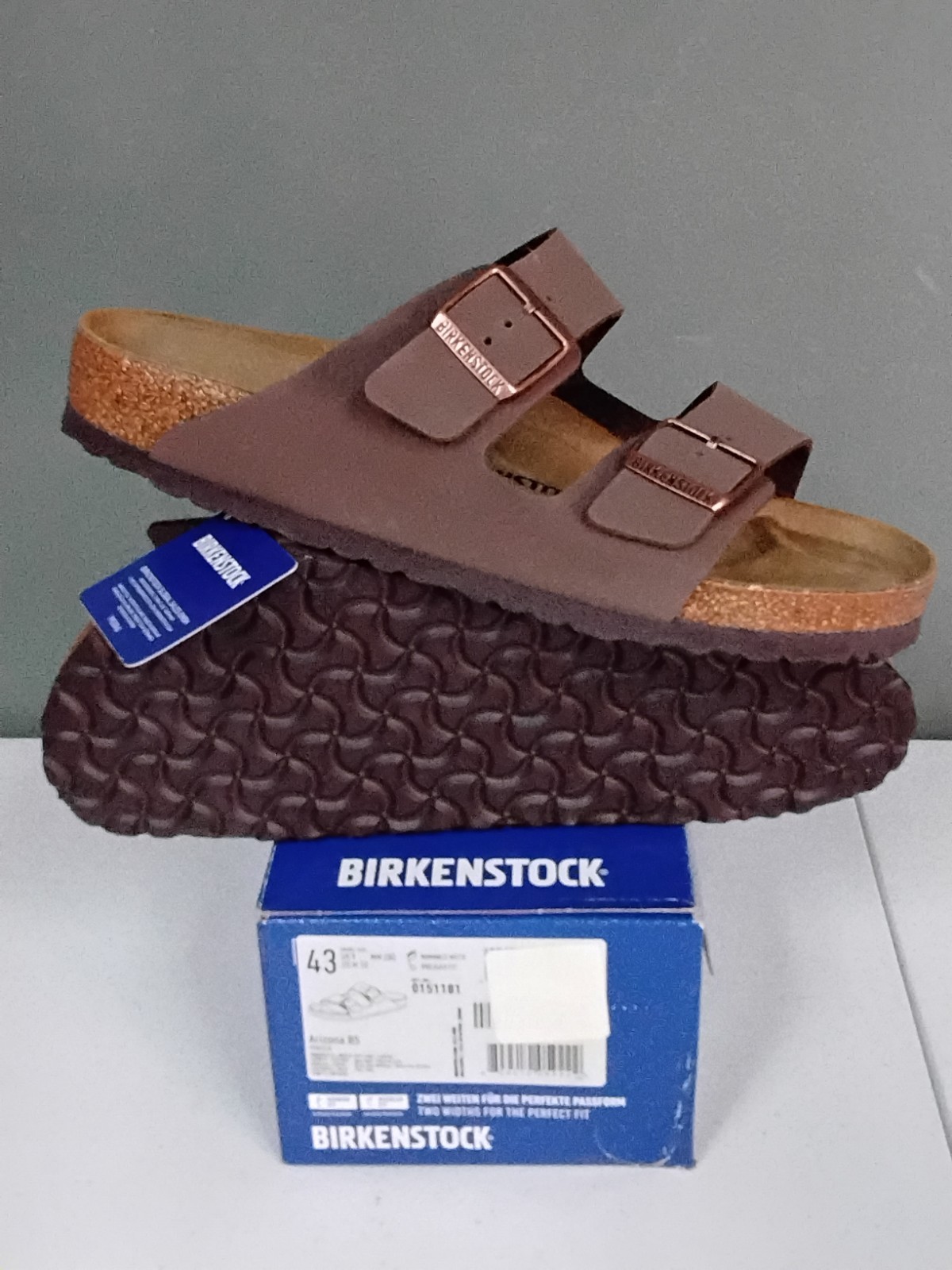 New BIRKENSTOCK Arizona BS Size 10 Normal Fit Mocca Birki-Flor Men Sandals