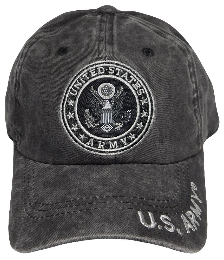 United States U.S. Army Emblem Grey Gray Cotton Embroidered Cap Hat – Licensed