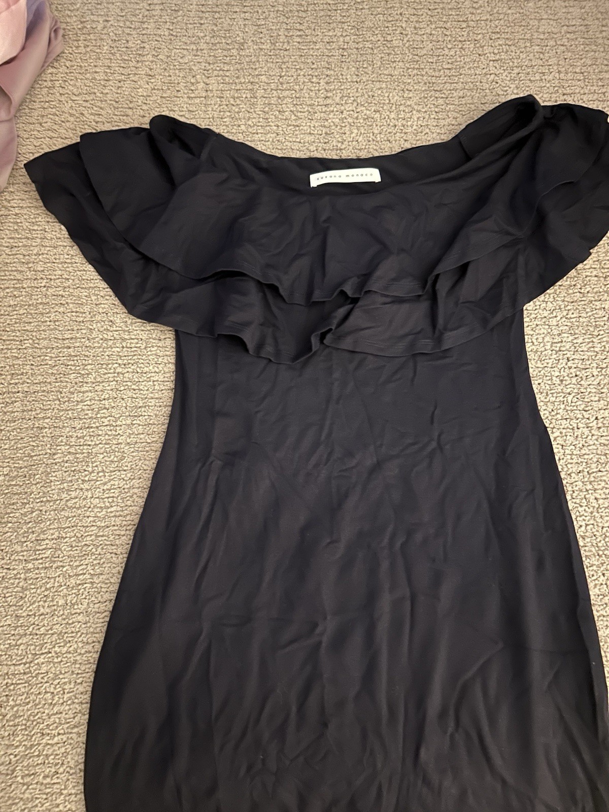 Zara Black Chiffon Off-Shoulder Ruffle Sleeveless Sheath Midi Dress S