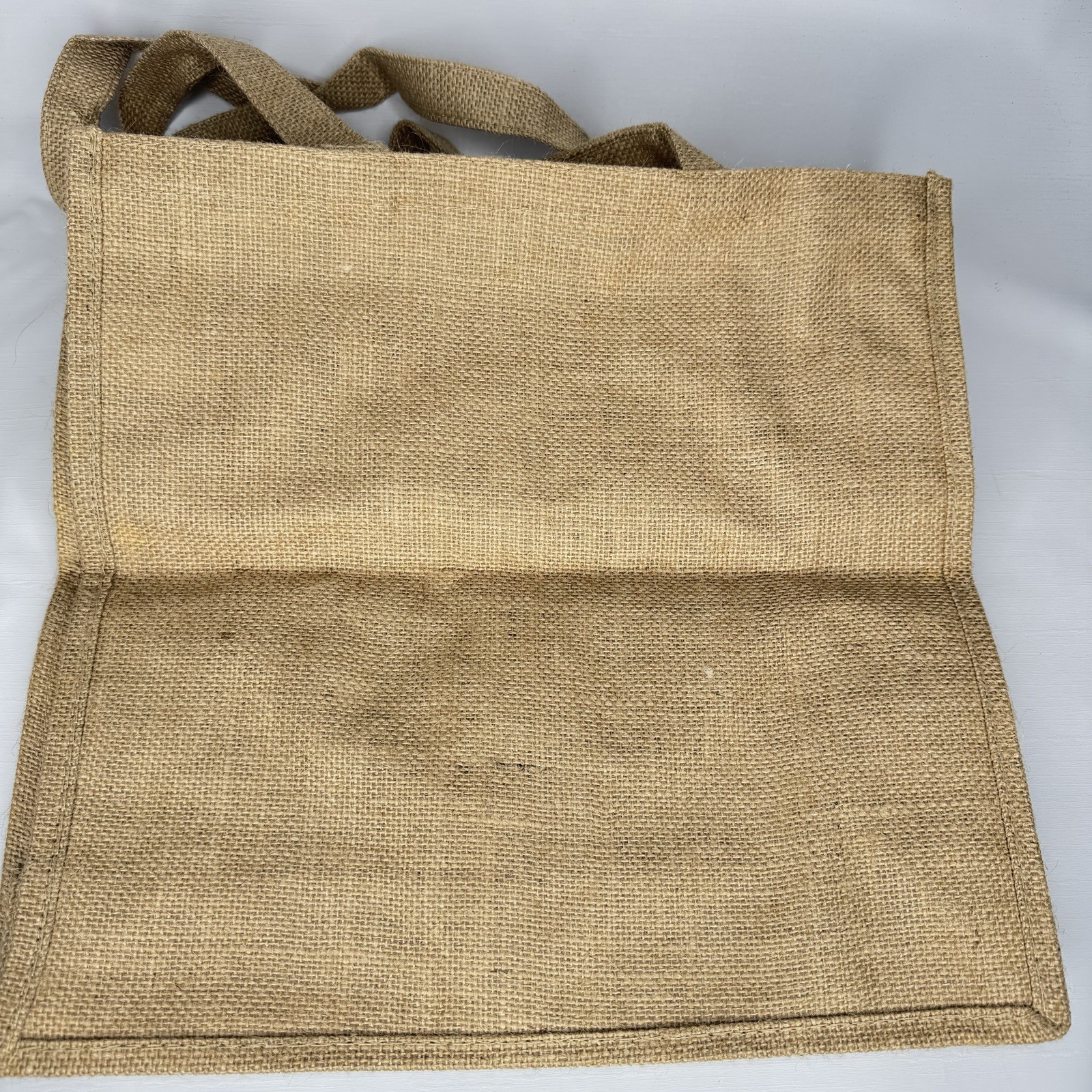 Eco Friendly Natural Burlap Jute Tote Bag Handles 14” X 14” X 5” Plow & Hearth