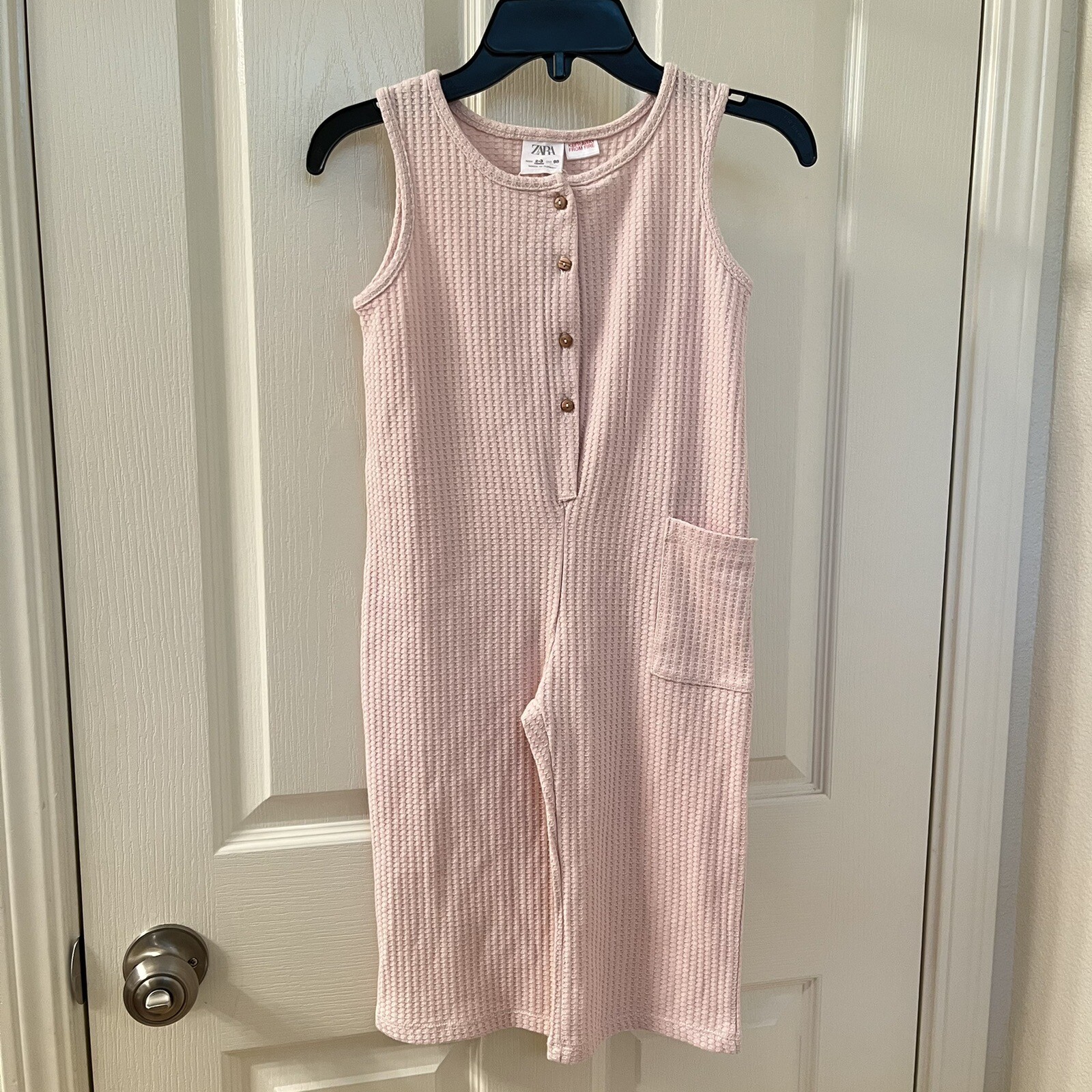 Zara Girls Pink Waffle Knit Bodysuit Jumpsuit Girls Size 2-3 years