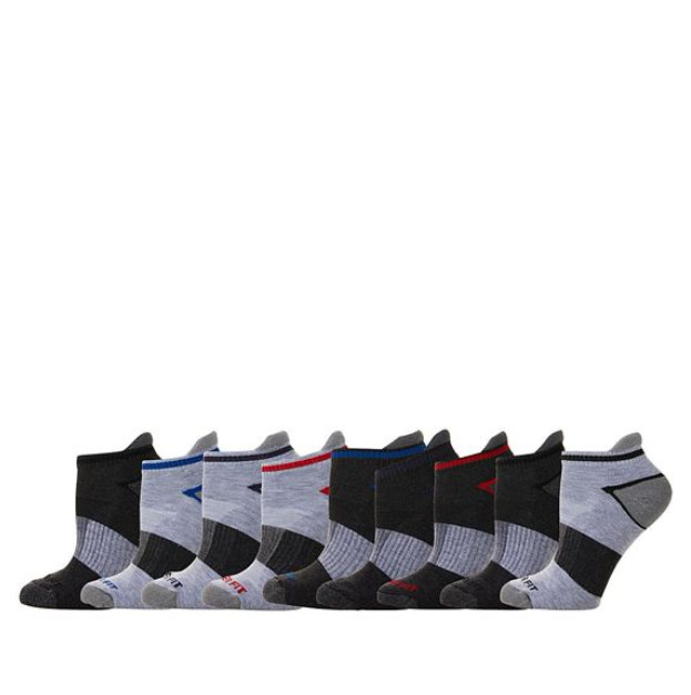 Copper Fit Men’s 9-pack Ankle Socks in Multi Grey Age 9-11, Shoe Sz 4-10