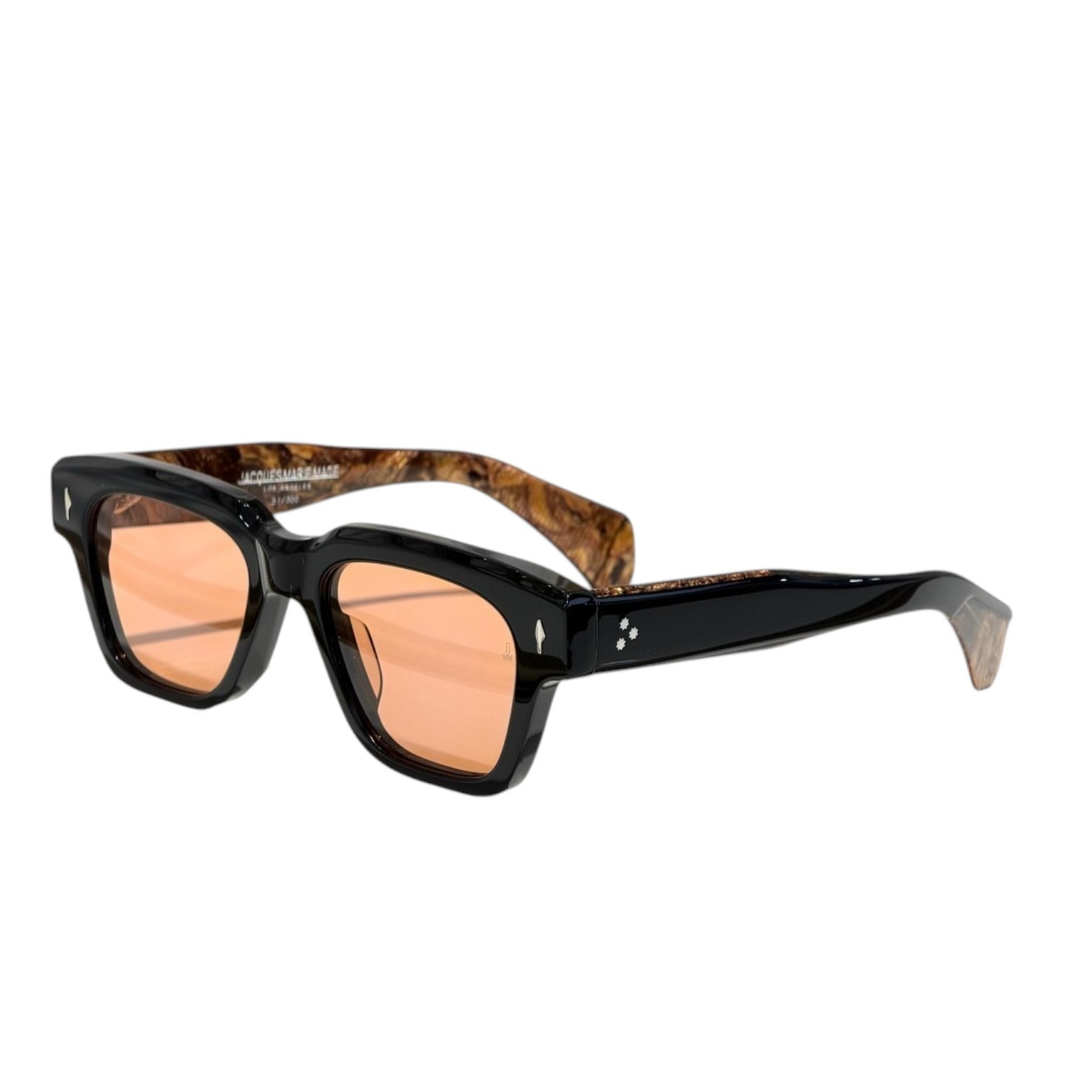 JACQUES MARIE MAGE FELLINI Black Brown Marble Orange 146 Sunglasses New w/ Case