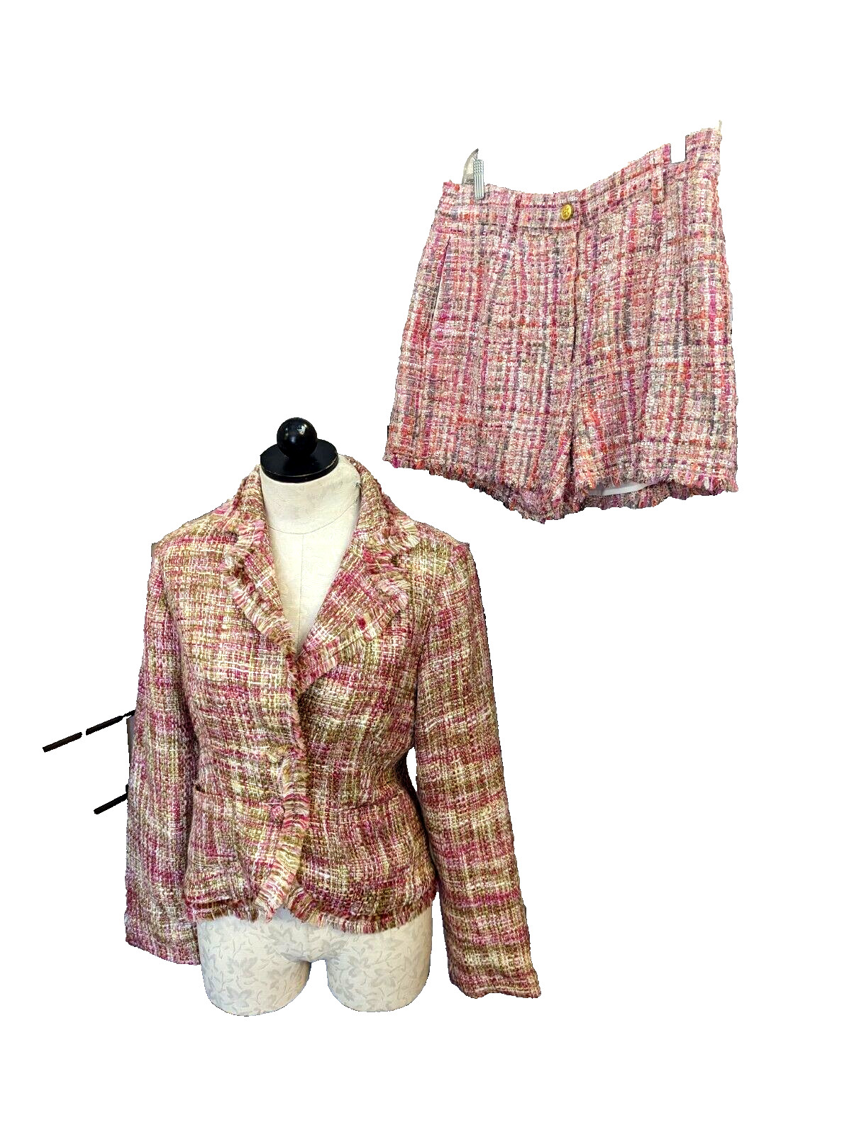 Barbie Core Pink Boucle Suit Costume Jacket Shorts Juniors L-XL Legally Blonde