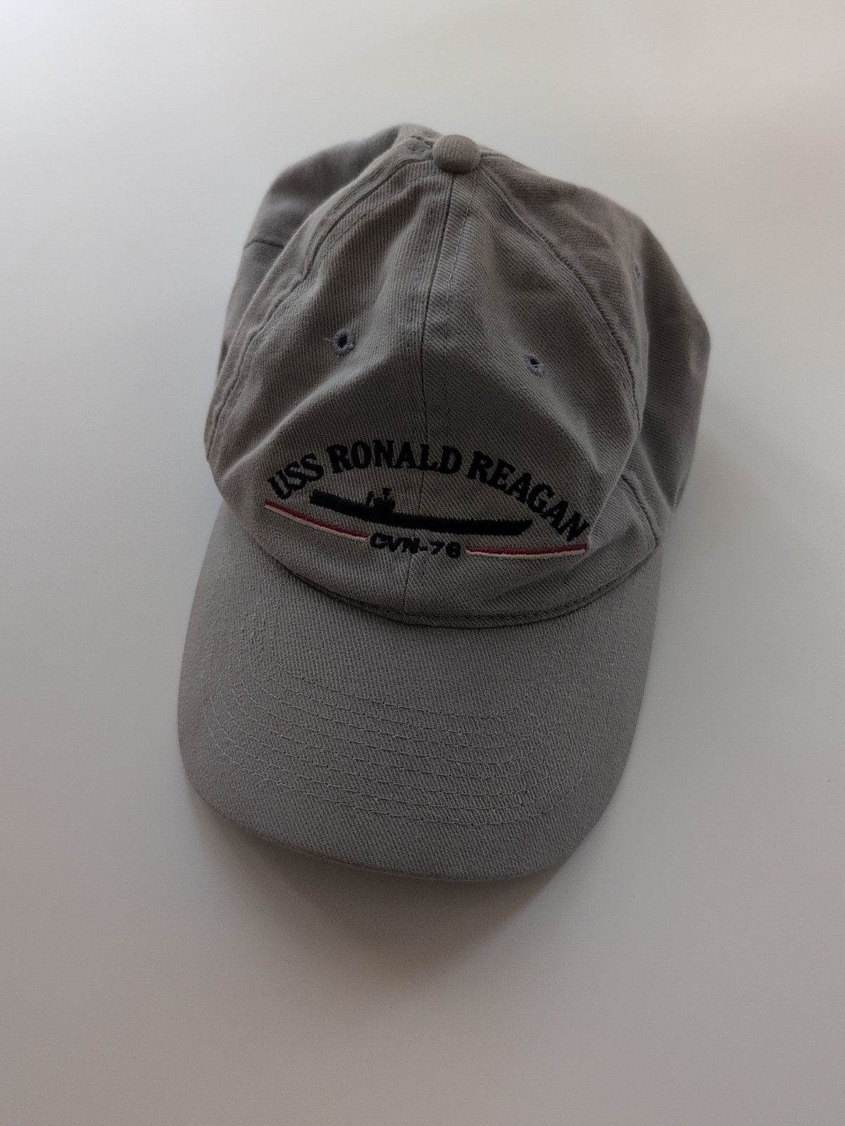USS Ronald Reagan CVN-76 Hat Otto Cap Gray Embroidered Navy Ship One Size