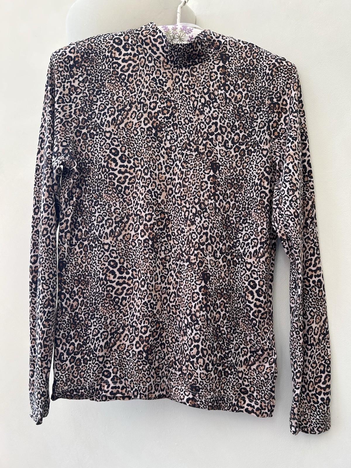 Whistles Leopard Print Top High Neck Mock Turtle Long Sleeved Brown Black 12 M