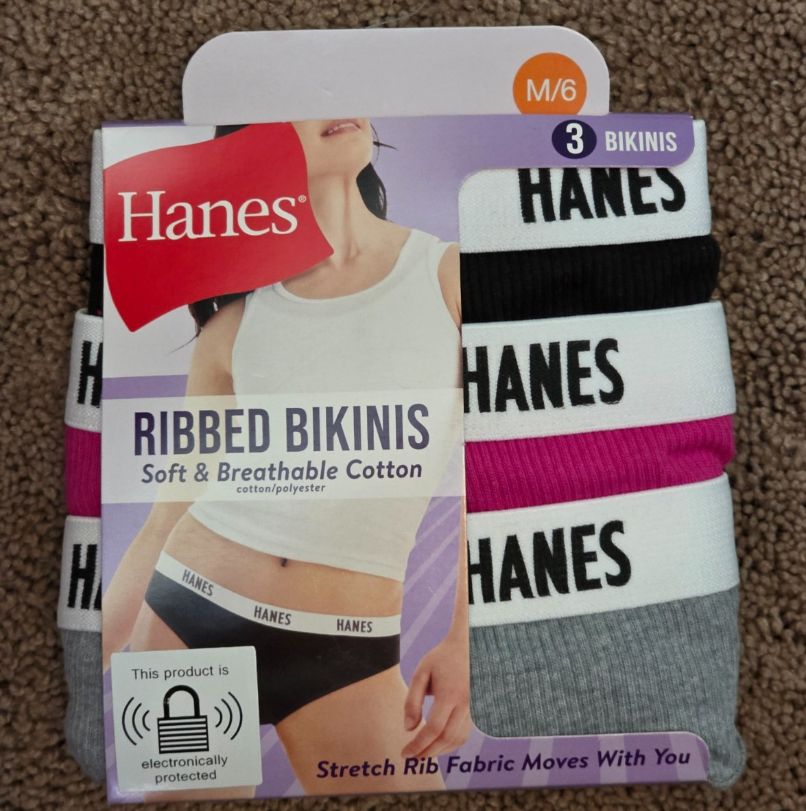 Hanes Soft & Breathable Women’s Ribbed Cotton Bikini Underwear 3-Pack Pick Size!