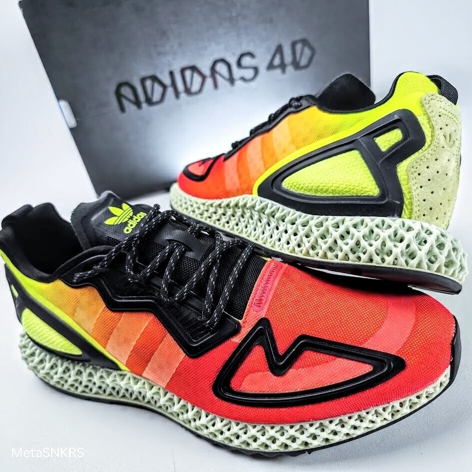 Adidas US 10 Men’s Yellow Red Black Rare 3D Retro Runnning ZX 2K 4D FV9028 NIB