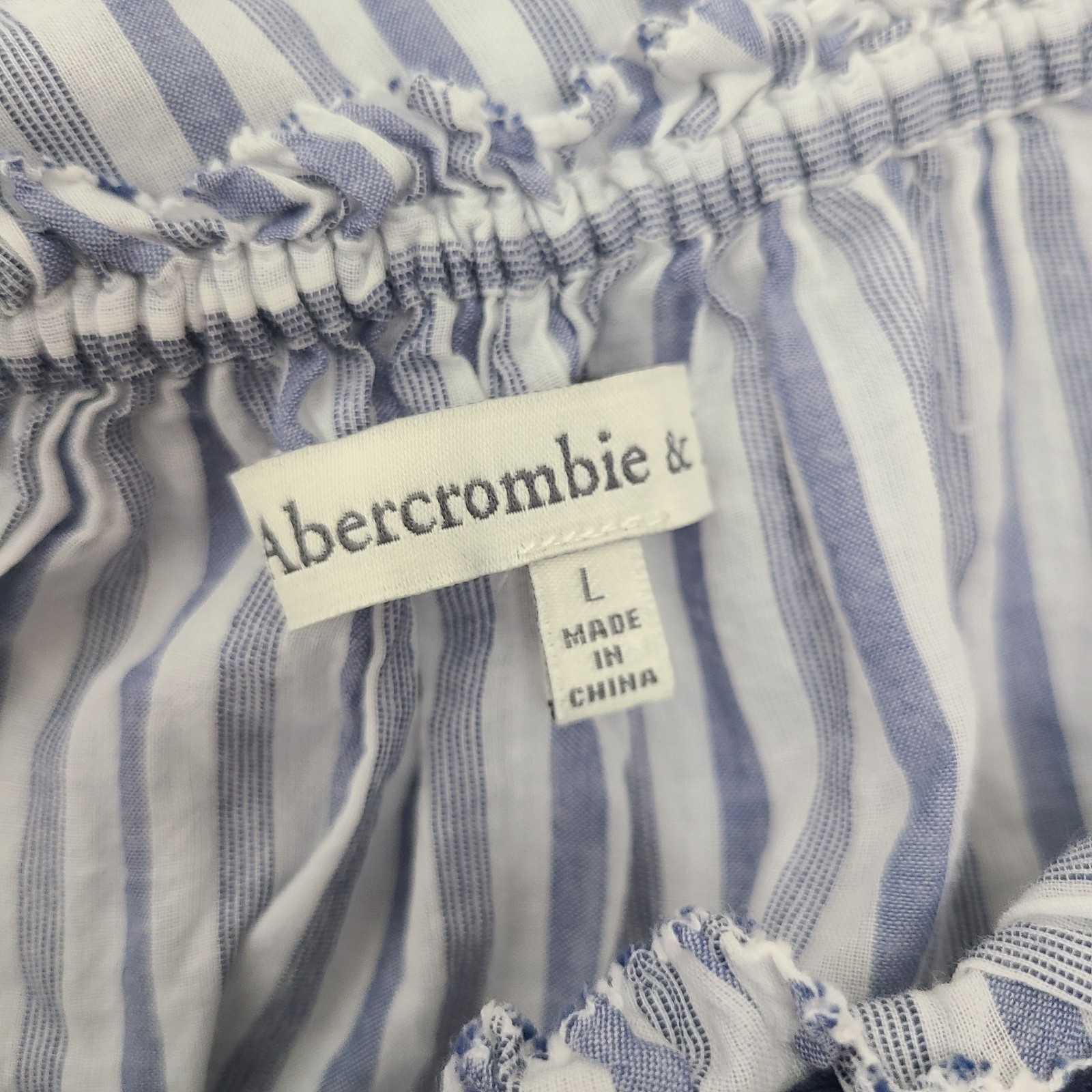 ♡ Y2K ♡ Abercrombie Blue Striped Babydoll Tie Back 100% Cotton Ruffle Tank Top