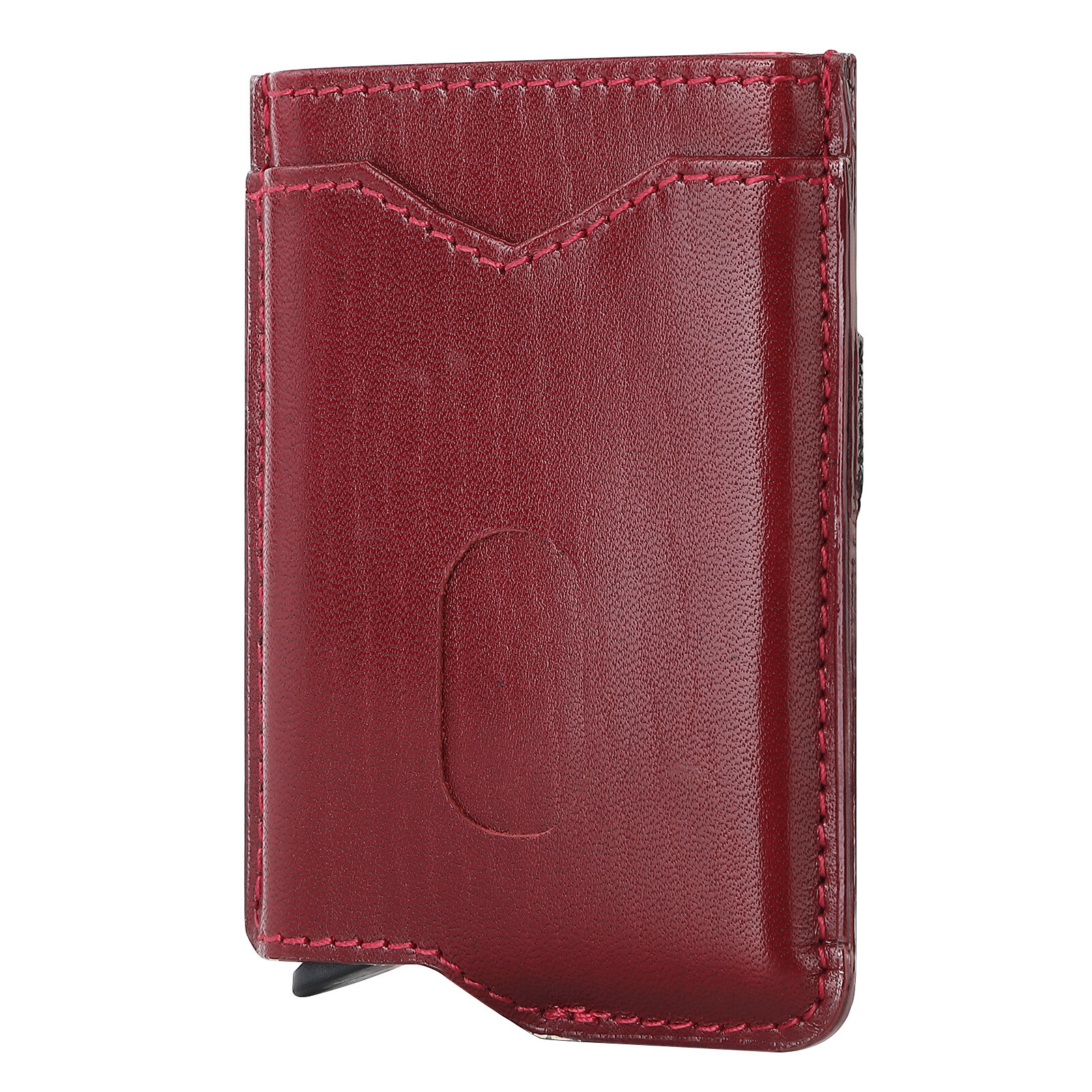 Genuine Leather Slim Minimalist Wallet for Men,RFID Aluminum Pop Up Card Holder
