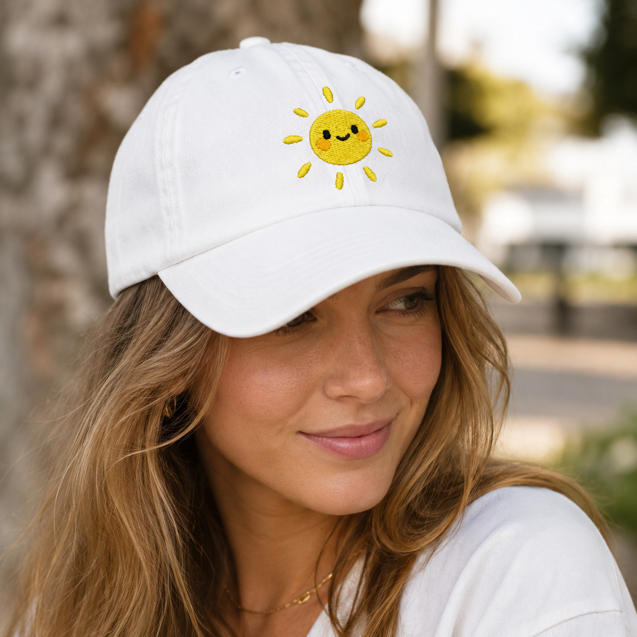 Smiling Sun Embroidered Baseball Cap, Happy Face Sunshine Dad Hat