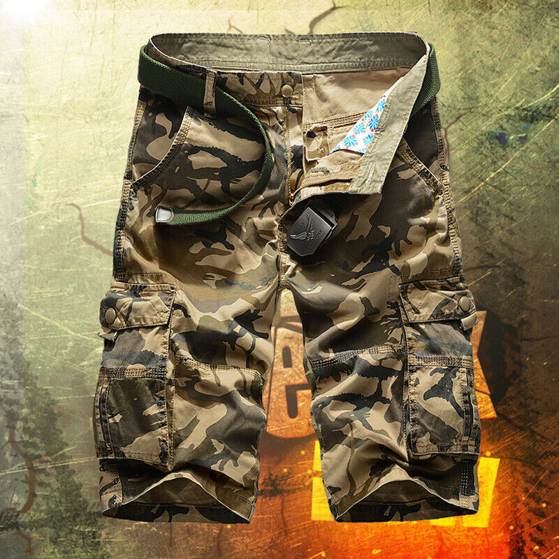 Mens Army Camouflage Shorts Cargo Shorts Half Pants Summer Casual Shorts