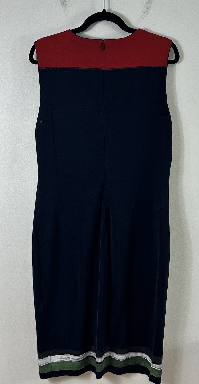 TOMAS MAIER Floral-Yoke Sleeveless Sheath Dress Blue Size 8 Casual Sporty EUC